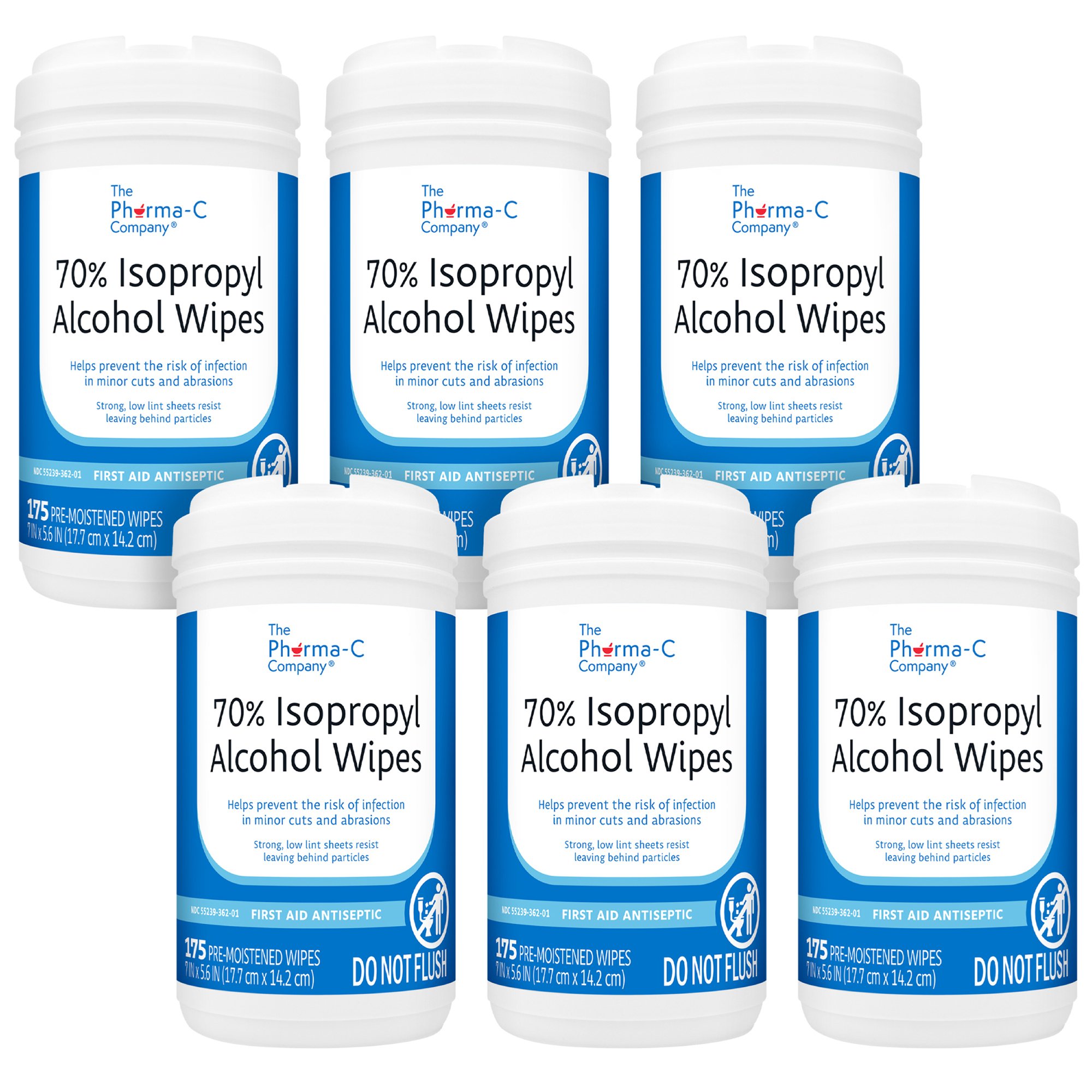 Kleen Test Products Corp 63-10413 - The Pharma-C Company® Isopropyl Alcohol Antiseptic Skin Wipe - 175/Carton, 1050/Case