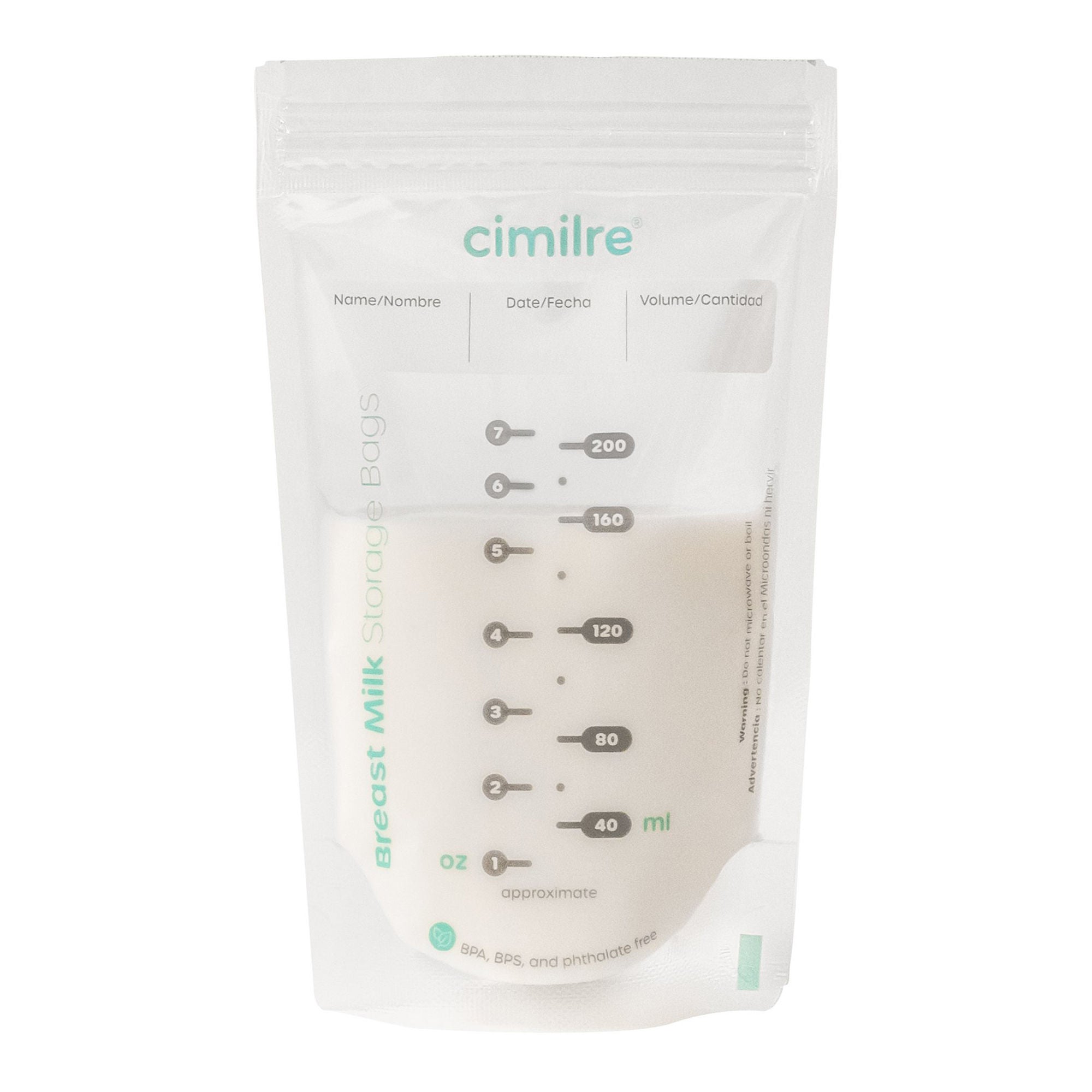 Symmetrical Health LLC - CM0A23-120 Breast Milk Storage Bag Cimilre® 7 oz. Clear