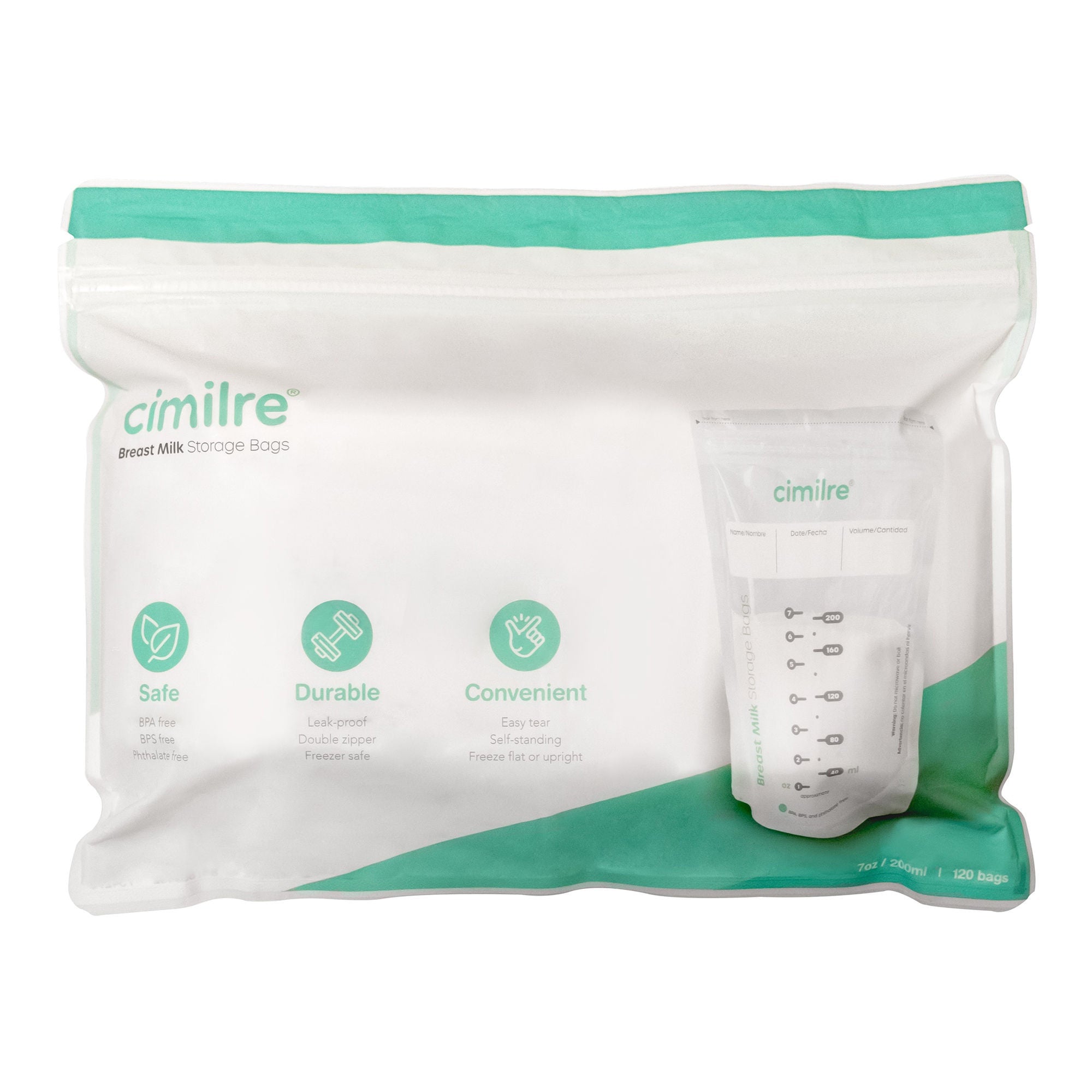 Symmetrical Health LLC - CM0A23-120 Breast Milk Storage Bag Cimilre® 7 oz. Clear