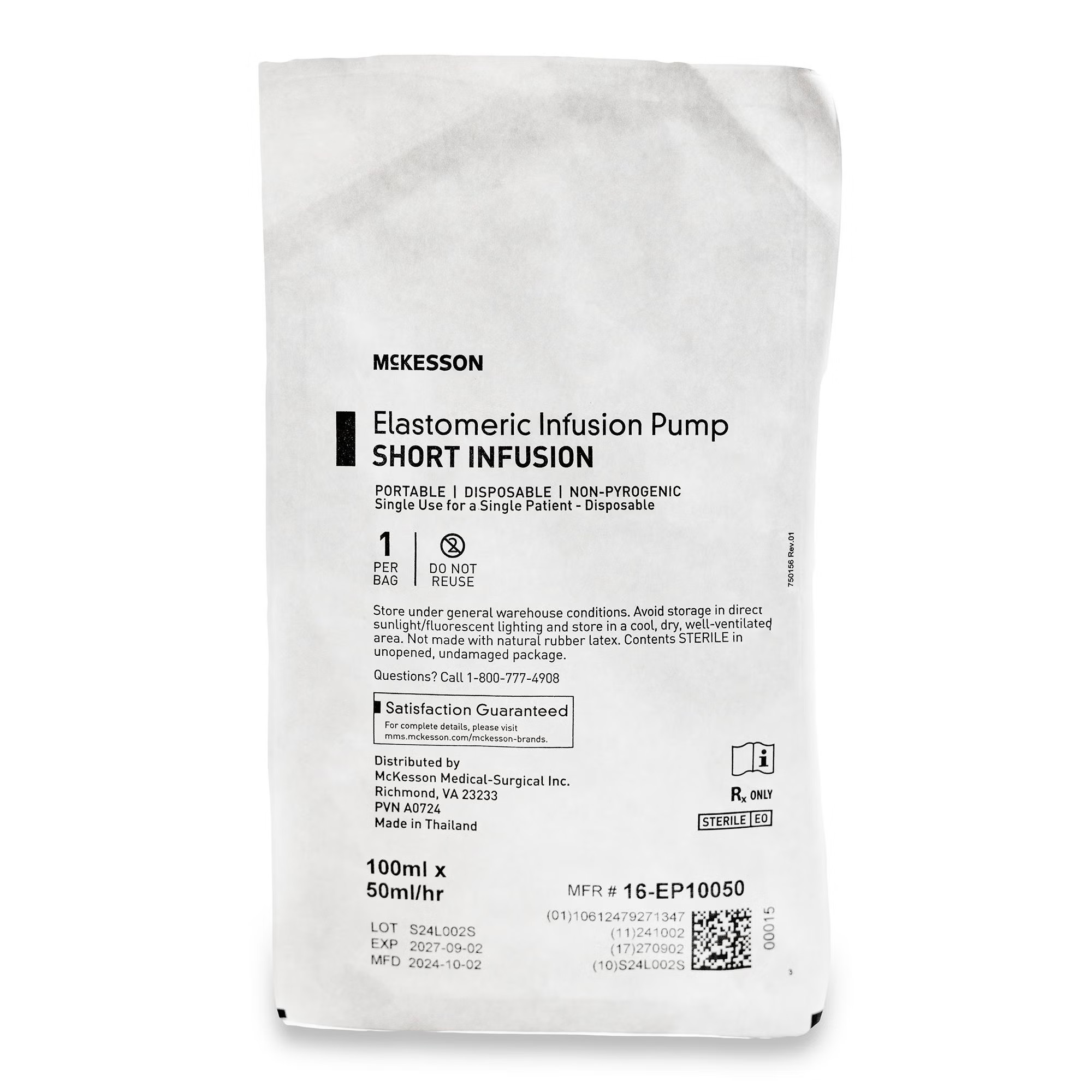 McKesson Brand - 16-EP10050 Elastomeric Pump McKesson 100 mL Volume 50 mL / Hr. Flow Rate