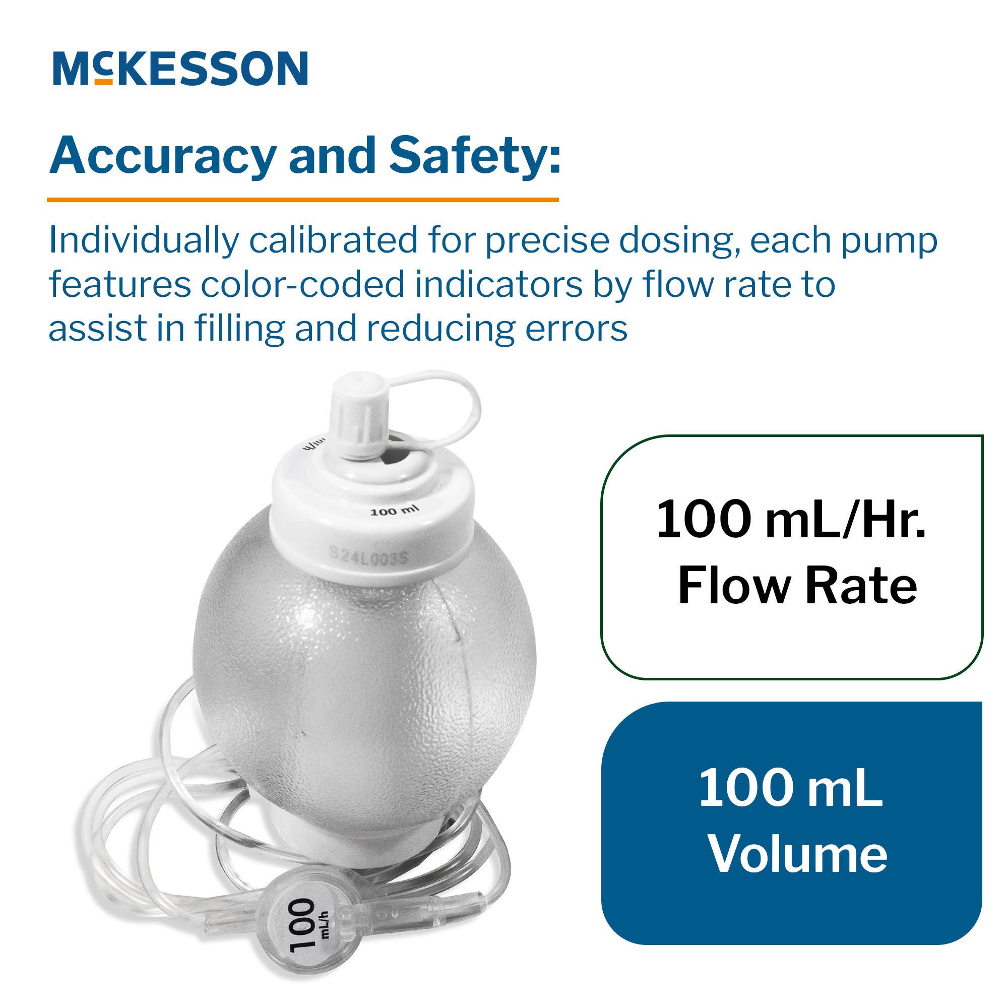 McKesson Brand - 16-EP100100 Elastomeric Pump McKesson 100 mL Volume 100 mL / Hr. Flow Rate