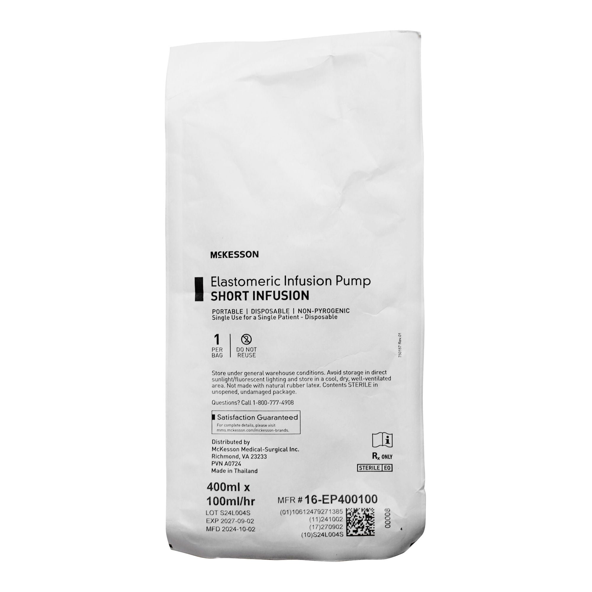 McKesson Brand - 16-EP400100 Elastomeric Pump McKesson 400 mL Volume 100 mL / Hr. Flow Rate
