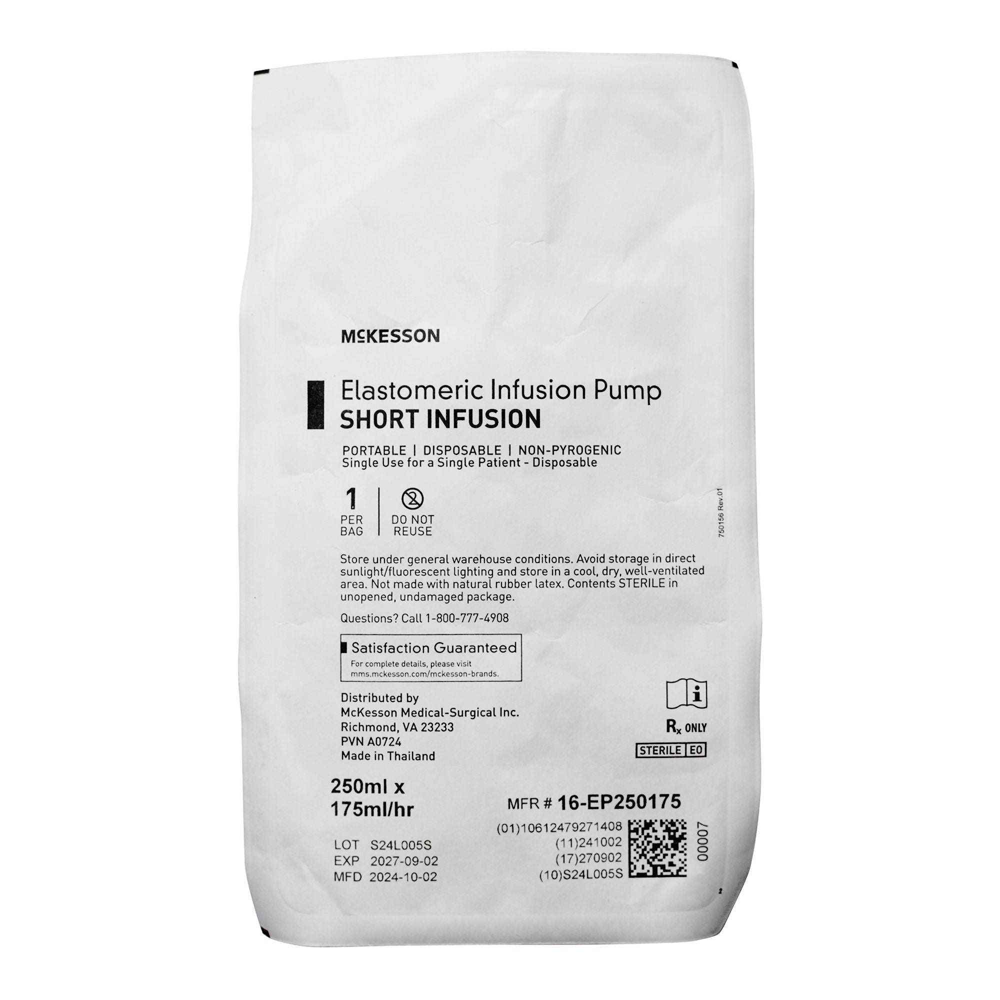 McKesson Brand - 16-EP250175 Elastomeric Pump McKesson 250 mL Volume 175 mL / Hr. Flow Rate