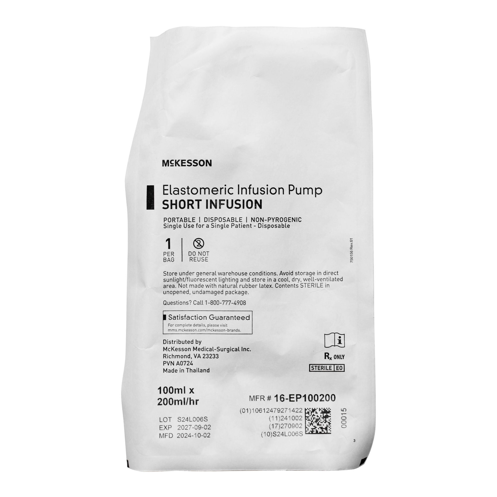 McKesson Brand - 16-EP100200 Elastomeric Pump McKesson 100 mL Volume 200 mL / Hr. Flow Rate