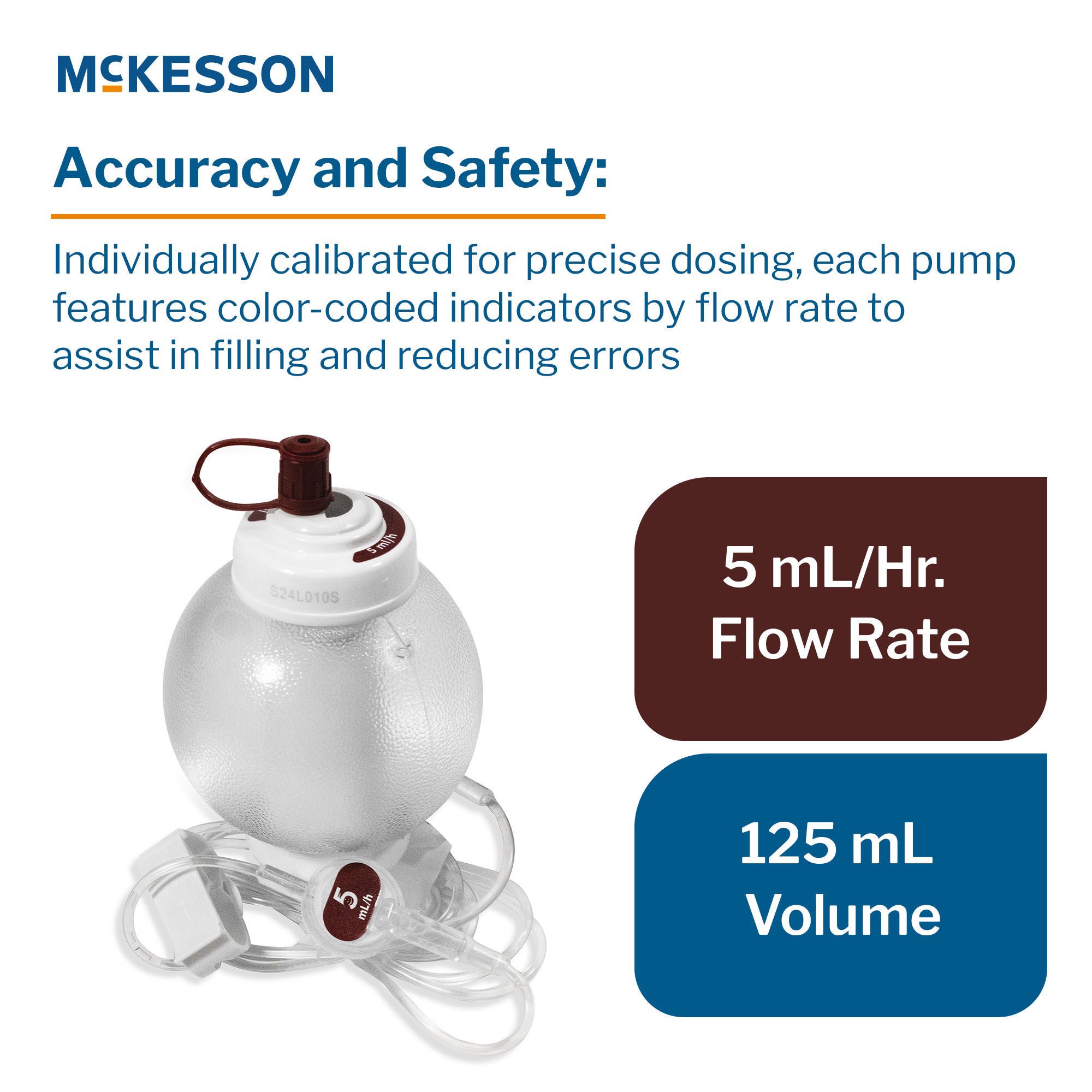 McKesson Brand - 16-EP1255 Elastomeric Pump McKesson 125 mL Volume 5 mL / Hr. Flow Rate