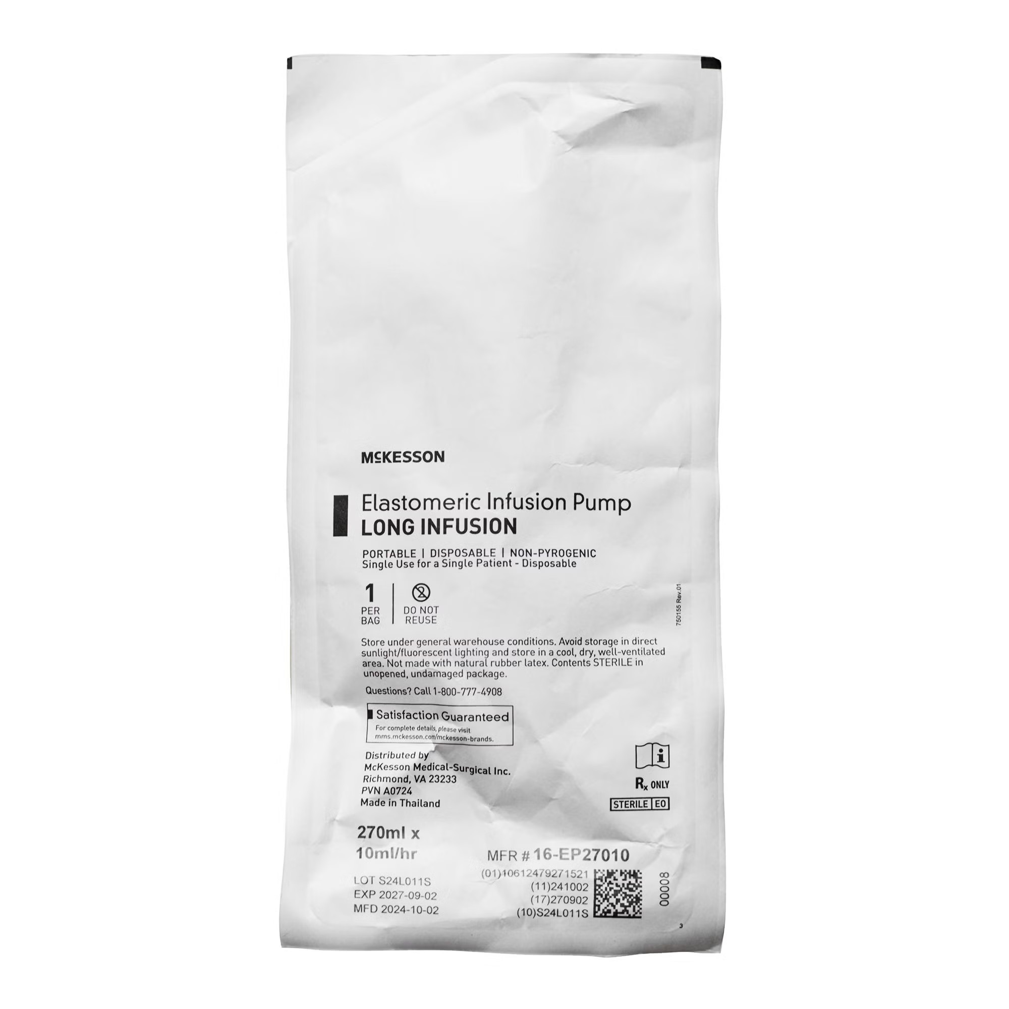 McKesson Brand - 16-EP27010 Elastomeric Pump McKesson 270 mL Volume 10 mL / Hr. Flow Rate