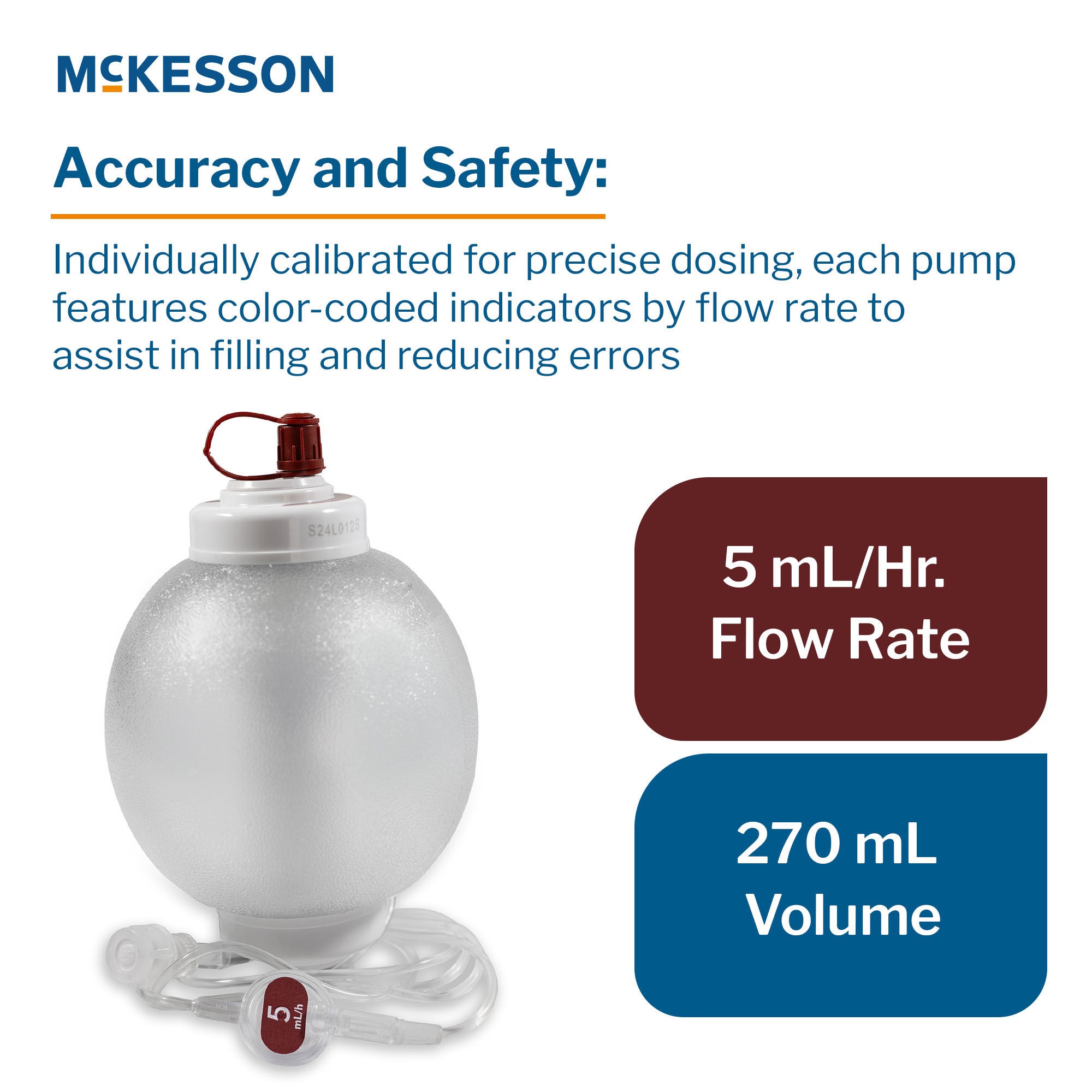 McKesson Brand - 16-EP2705 Elastomeric Pump McKesson 270 mL Volume 5 mL / Hr. Flow Rate