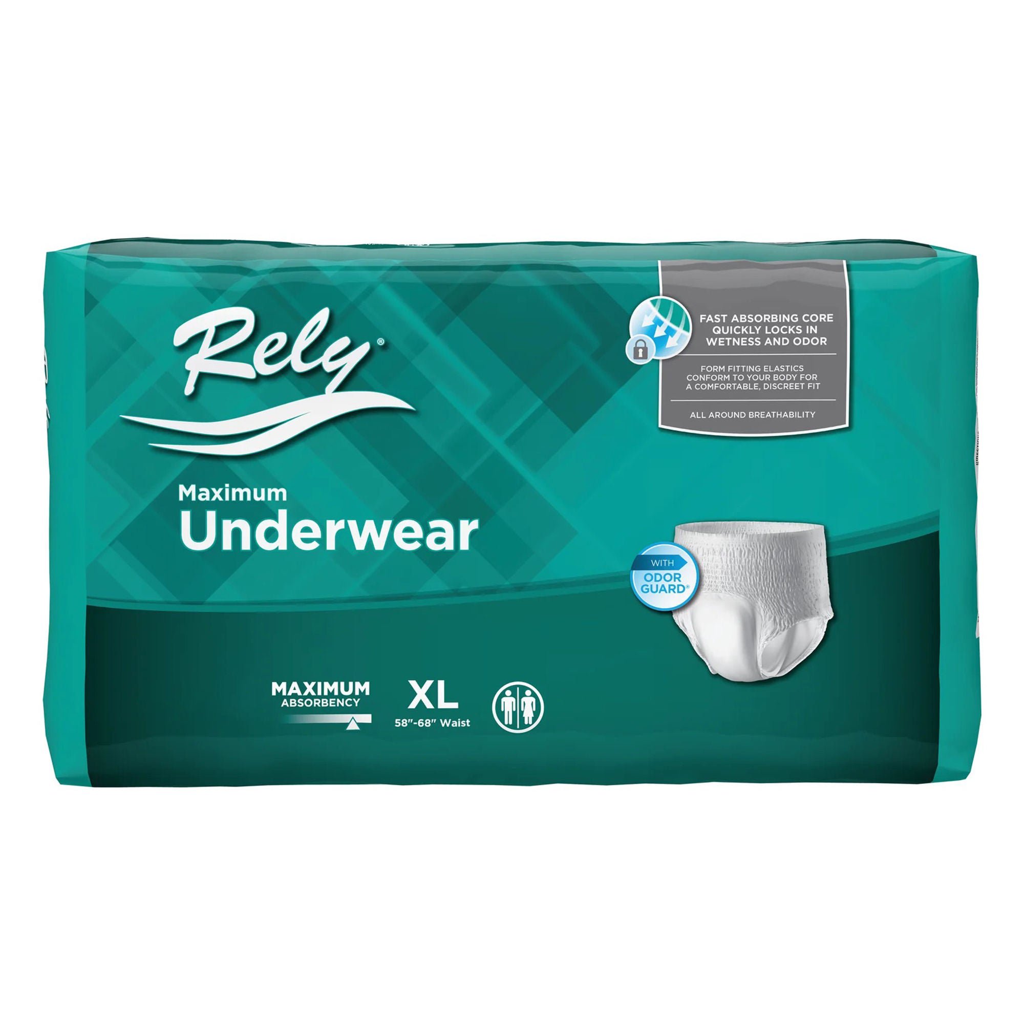 ActivStyle Inc - RLYASP130/1 Absorbent Underwear Rely® Maximum Pull On with Tear Away Seams Adult X-Large Unisex Disposable Heavy Absorbency