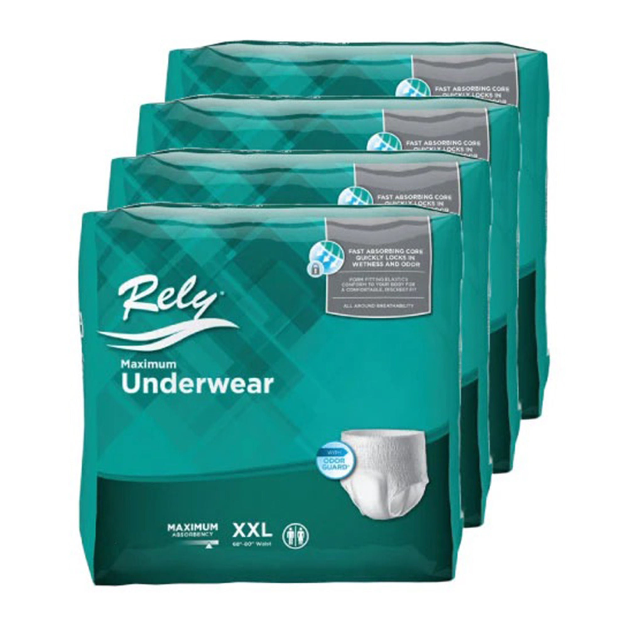 ActivStyle Inc - RLYASP140-1 Absorbent Underwear Rely® Maximum Pull On with Tear Away Seams Adult 2X-Large Unisex Disposable Heavy Absorbency