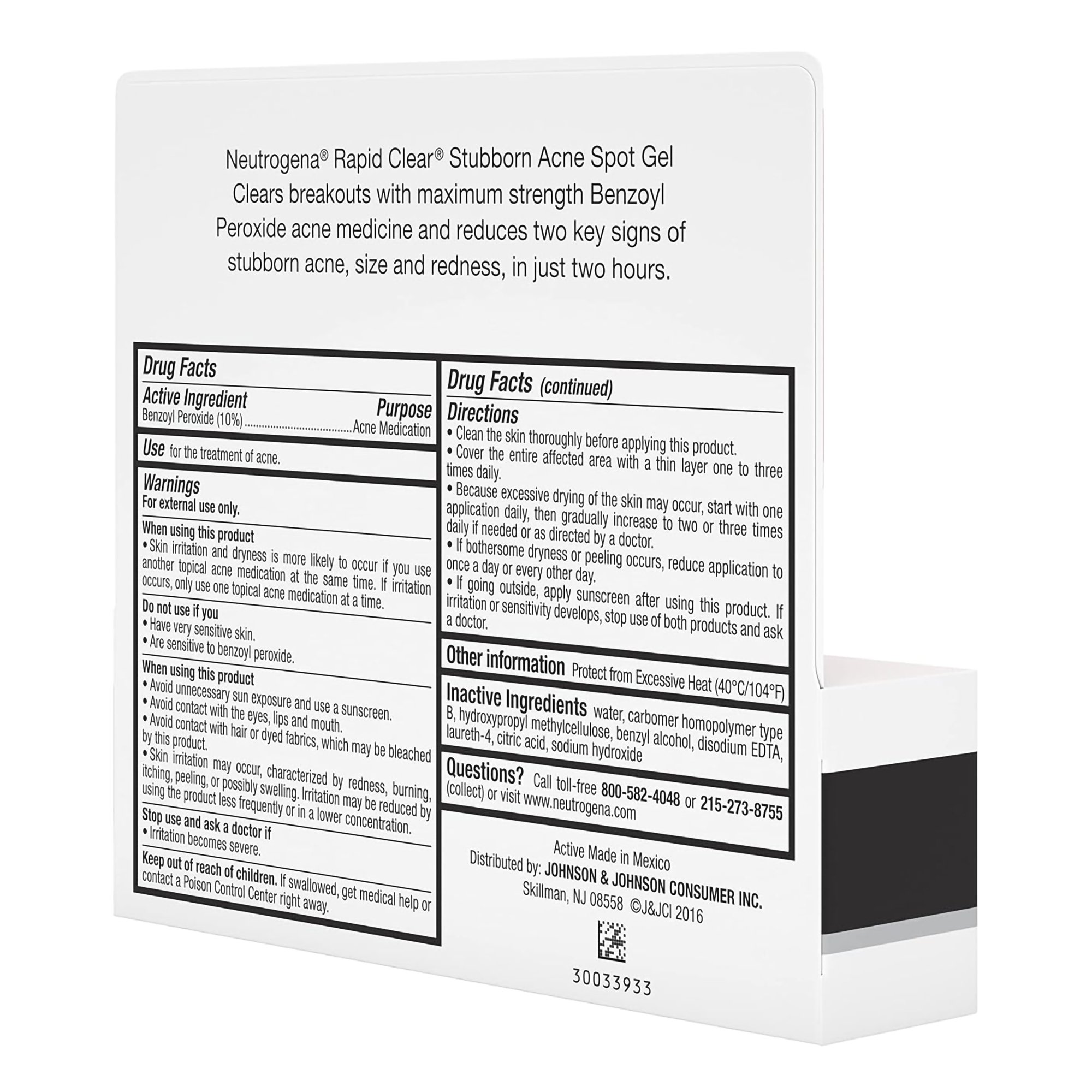 J & J Sales 69968004301 - Neutrogena® Rapid Clear Stubborn Acne Spot 10% Benzoyl Peroxide Gel, 1 ounce - 1/Each