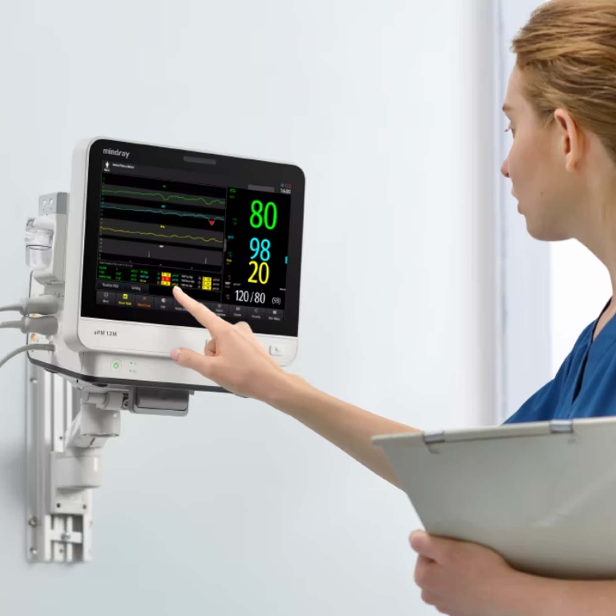 Mindray USA - 121-002737-00 Patient Monitor Mindray ePM Monitoring 3/5 Lead ECG, Arrhythmia Analysis, NIBP, Nellcor SpO2, Respiration, Temperature AC Power / Battery Operated