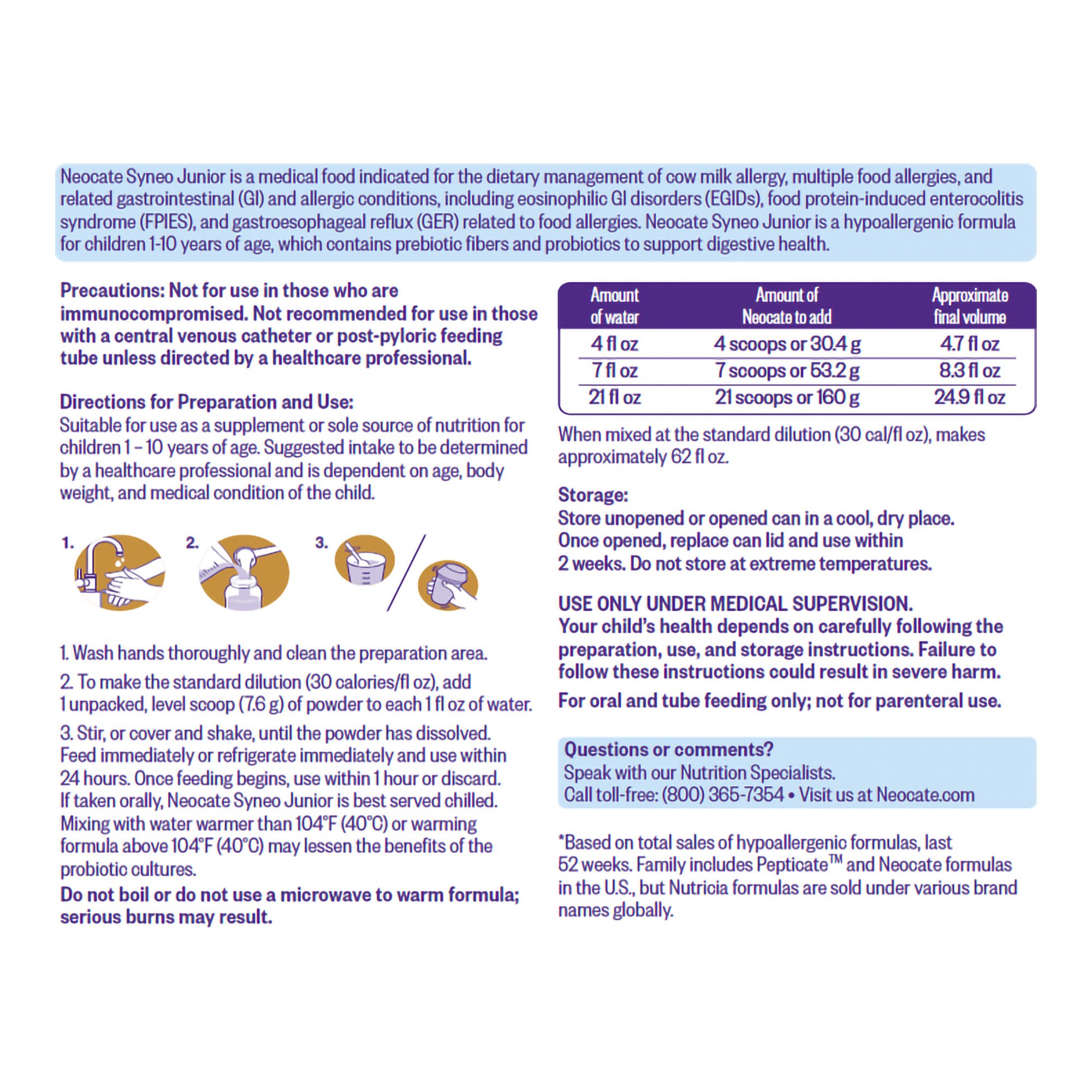 Nutricia North America 196062 - Neocate® Syneo® Junior Hypoallergenic Amino Acid–Based Formula, 14.1-ounce can - 1/Each, 4/Case