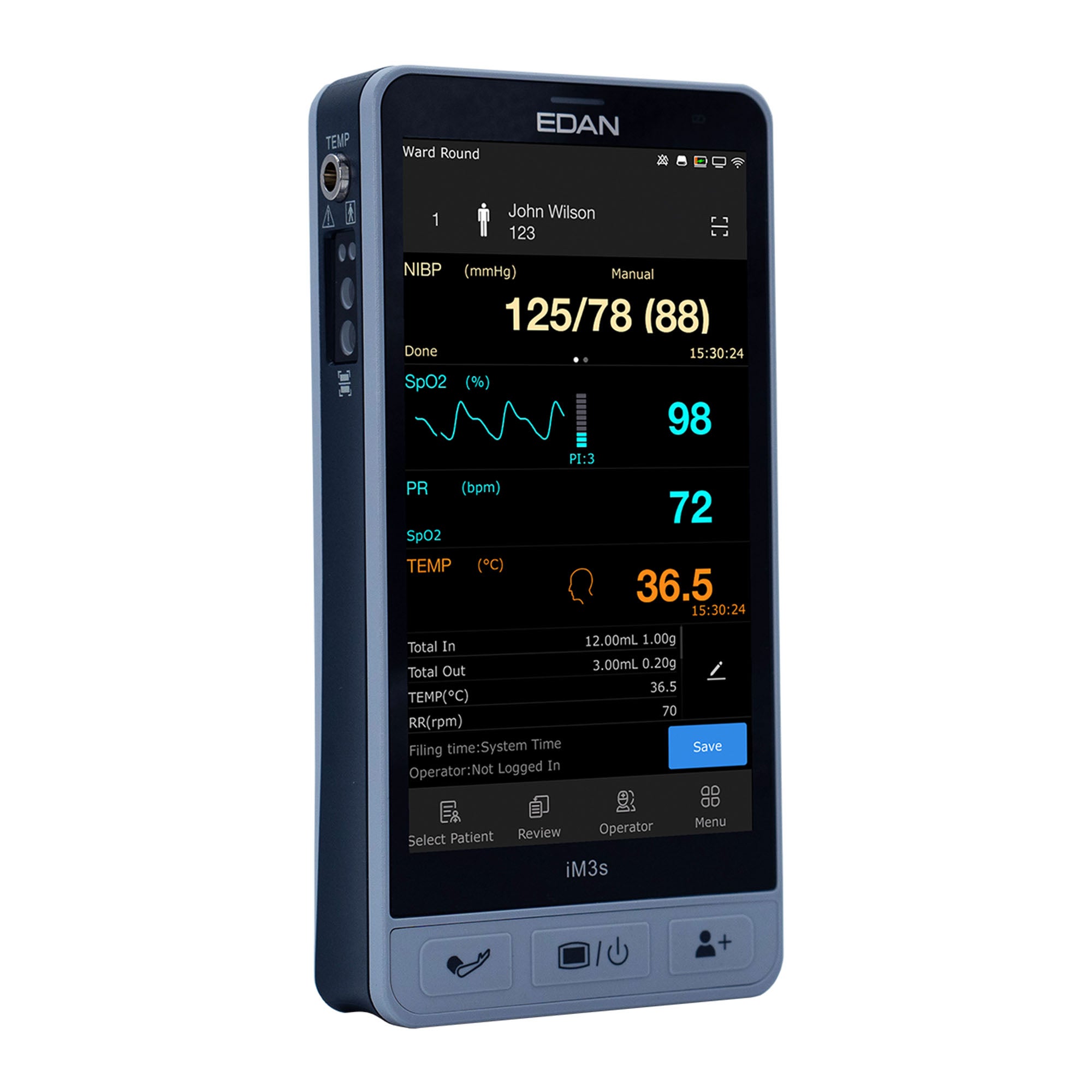 EdanUSA & MDPro - IM3S_NST.I Vital Signs Monitor Edan® iM3_NST Series Spot Check NIBP, SpO2, Built In Infrared Temperature Battery Operated
