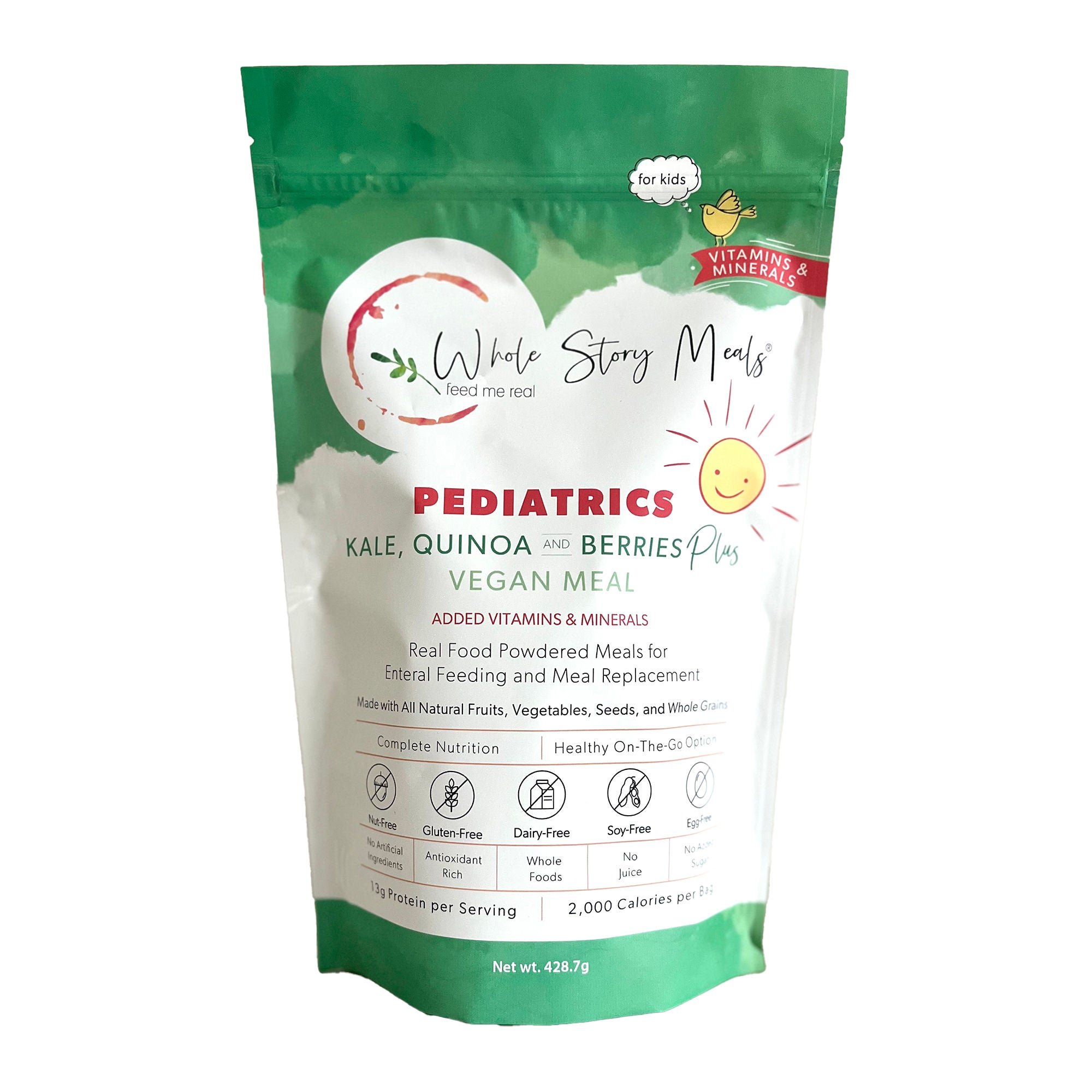 Whole Story Meals - 9323 Pediatric Oral Supplement Whole Story Meals Kale / Quinoa / Berries Plus 16 oz. Pouch Powder Protein