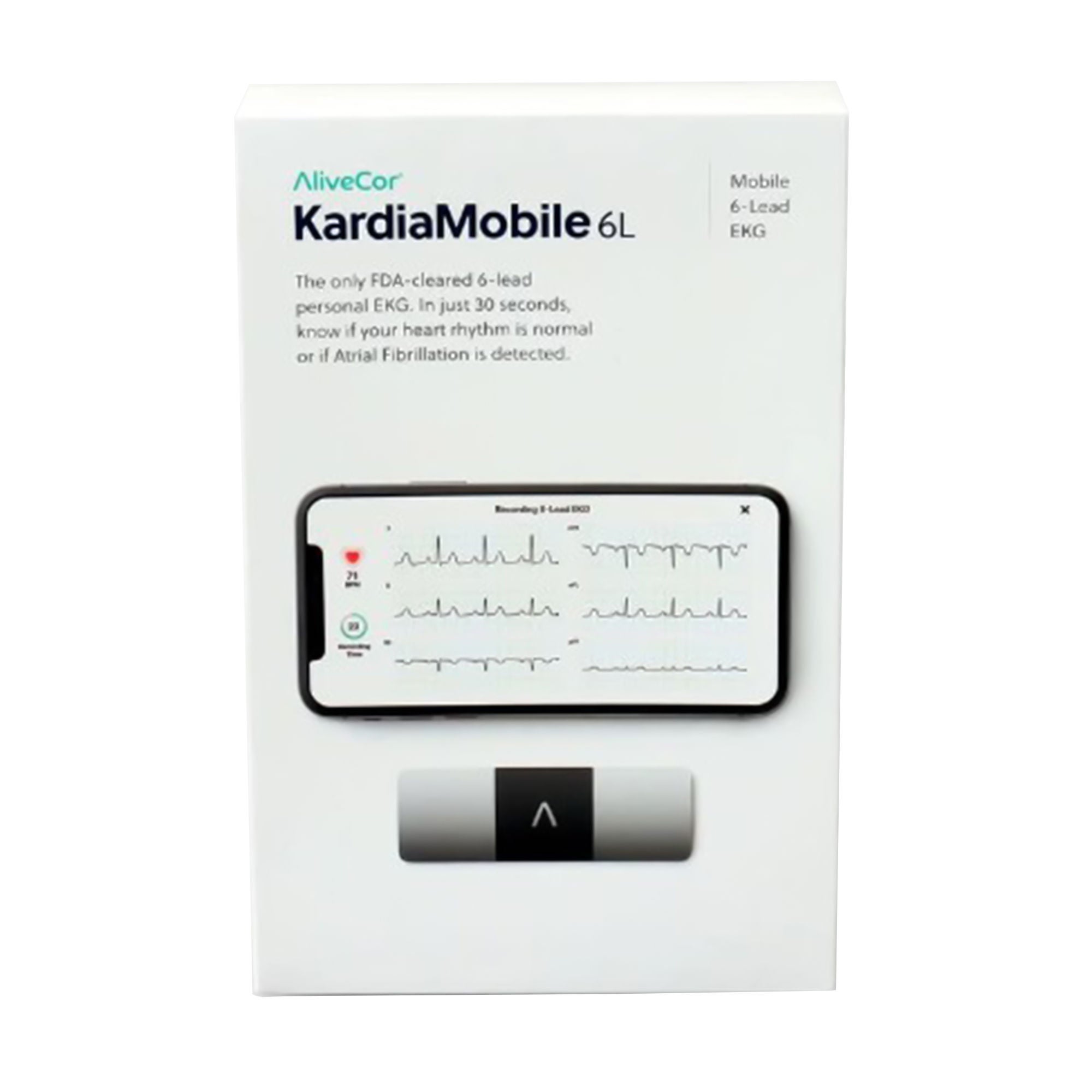 AliveCor Inc - KIT-6L-2YRCARE-24 Electrocardiograph KardiaMobile® Card Battery Operated Smart Phone Display Resting