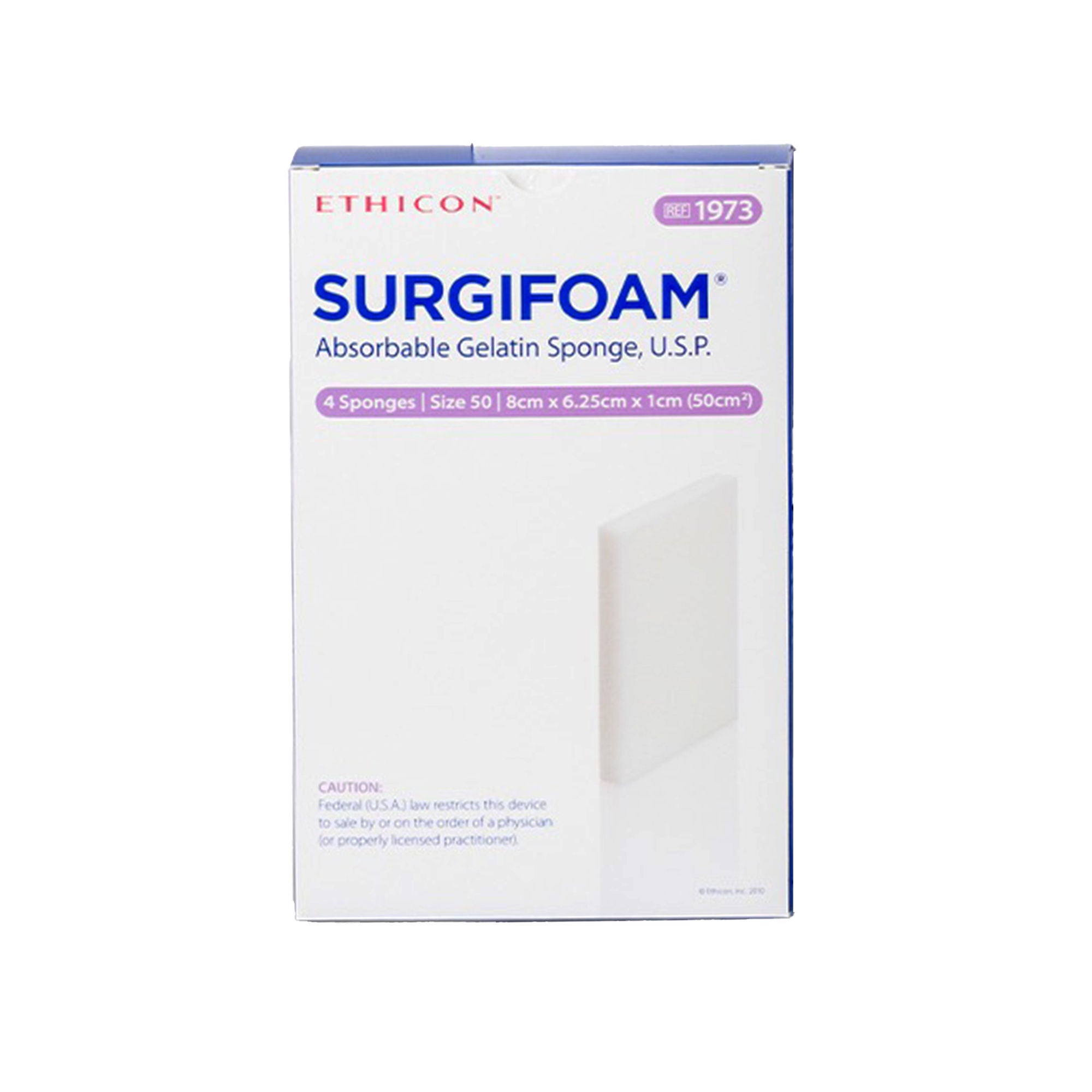 J & J Healthcare Systems - 1973 Absorbable Gelatin Sponge SURGIFOAM® 8 X 6.25 cm X 10mm Sterile