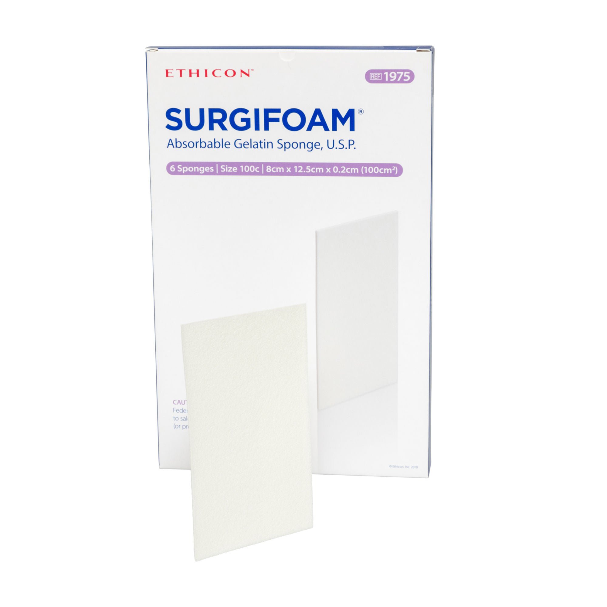 J & J Healthcare Systems - 1975 Absorbable Gelatin Sponge SURGIFOAM® 8 cm X 12.5 cm X 2mm 6 per Box Sterile