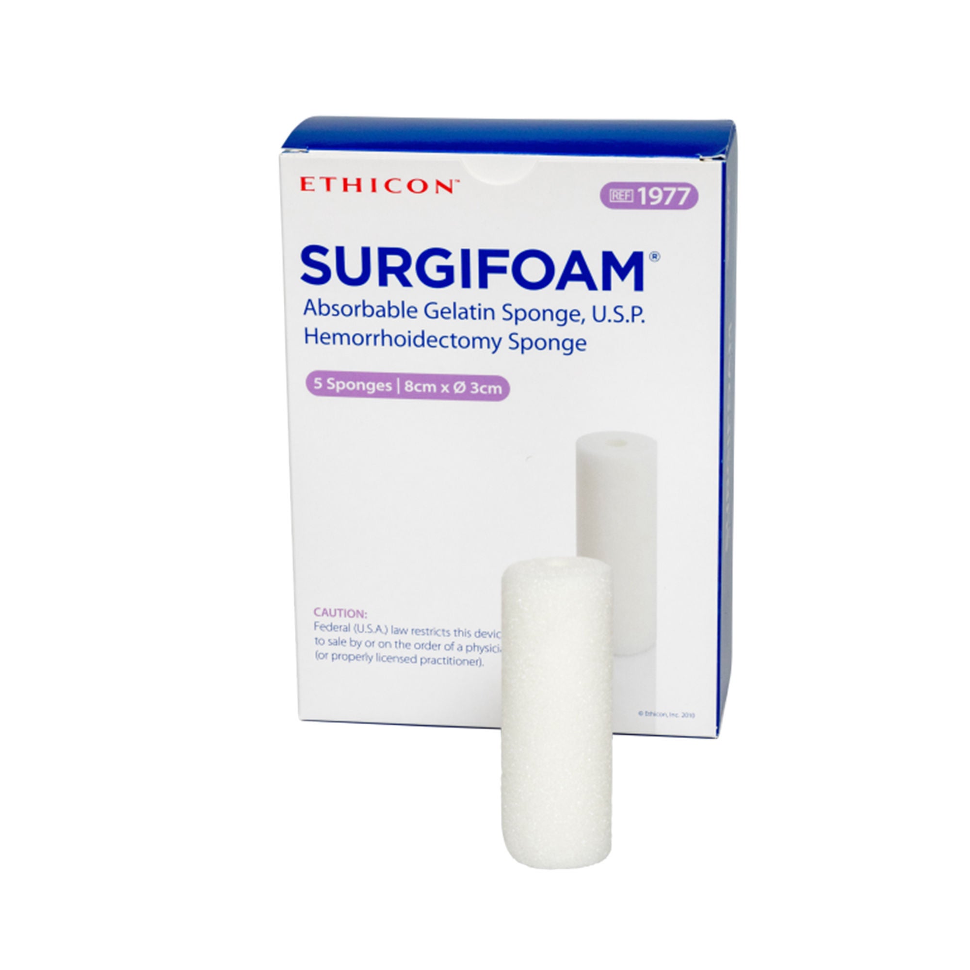 J & J Healthcare Systems - 1977 Absorbable Gelatin Sponge SURGIFOAM® 3 X 8 cm 5 Count Sterile