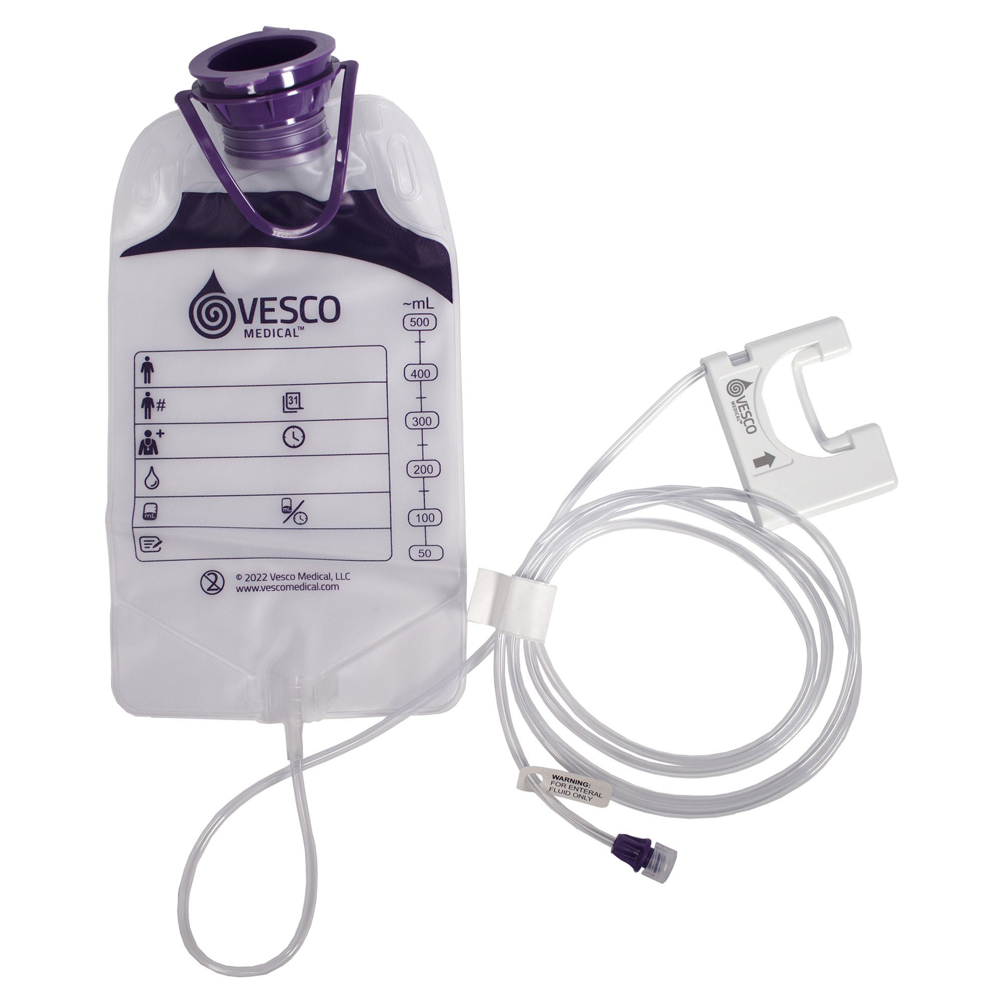 Vesco Medical - VED-050 Enteral Feeding Pump Bag Set Vesco Q 500 mL PVC NonSterile ENFit® Connector