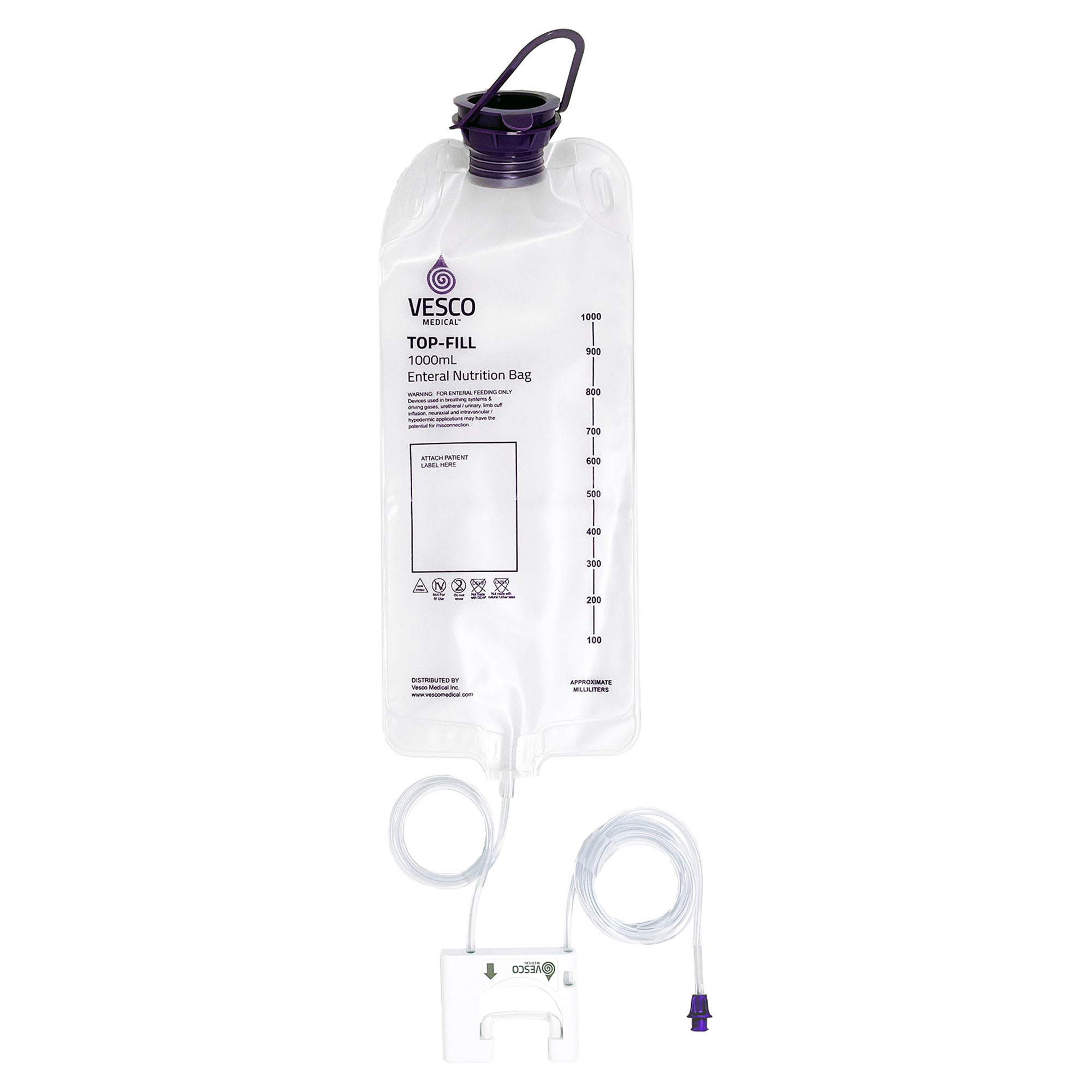 Vesco Medical - VED-051 Enteral Feeding Pump Bag Set Vesco Q 1000 mL Layered Laminate NonSterile ENFit® Connector