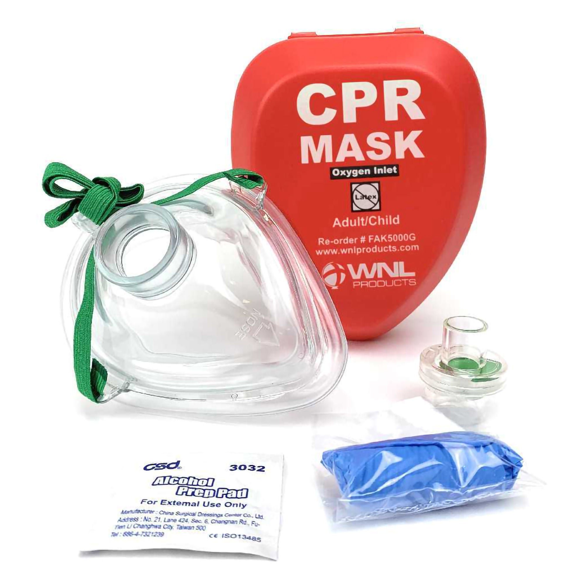 Work N Leisure Products Inc - FAK5000G-RED CPR Face Mask WNL 4-1/2 X 5-1/4 Z 1-3/4 Inch Single Patient Use