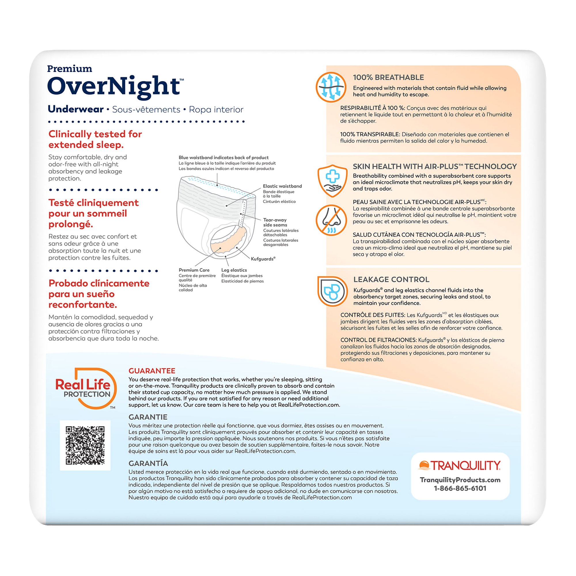 Principle Business Enterprises 2119 - Tranquility Premium OverNight Disposable Absorbent Underwear, 3XL - 10/Bag, 40/Case