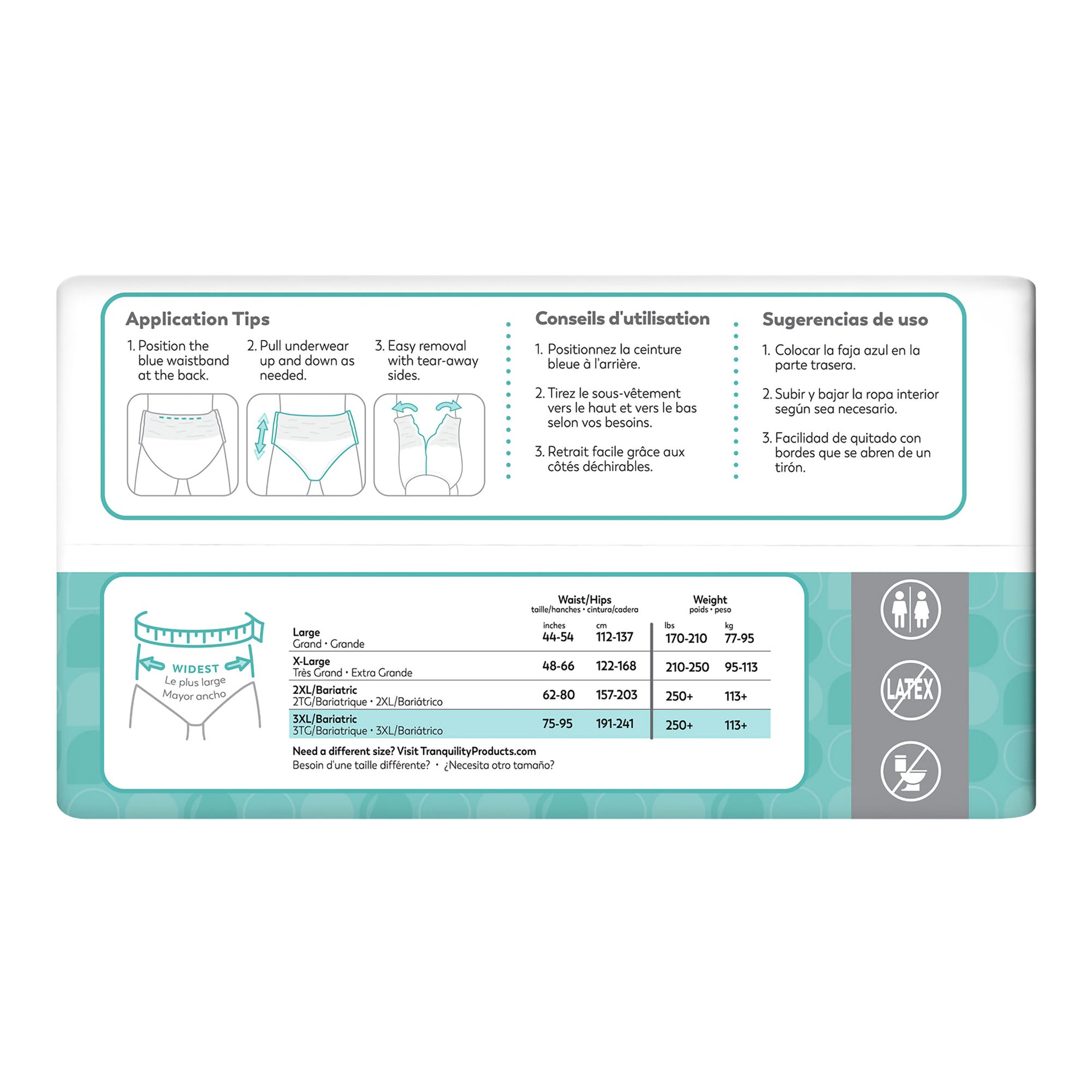 Principle Business Enterprises 2609 - Tranquility® Essential Underwear, Heavy, 3X-Large - 10/Bag, 40/Case