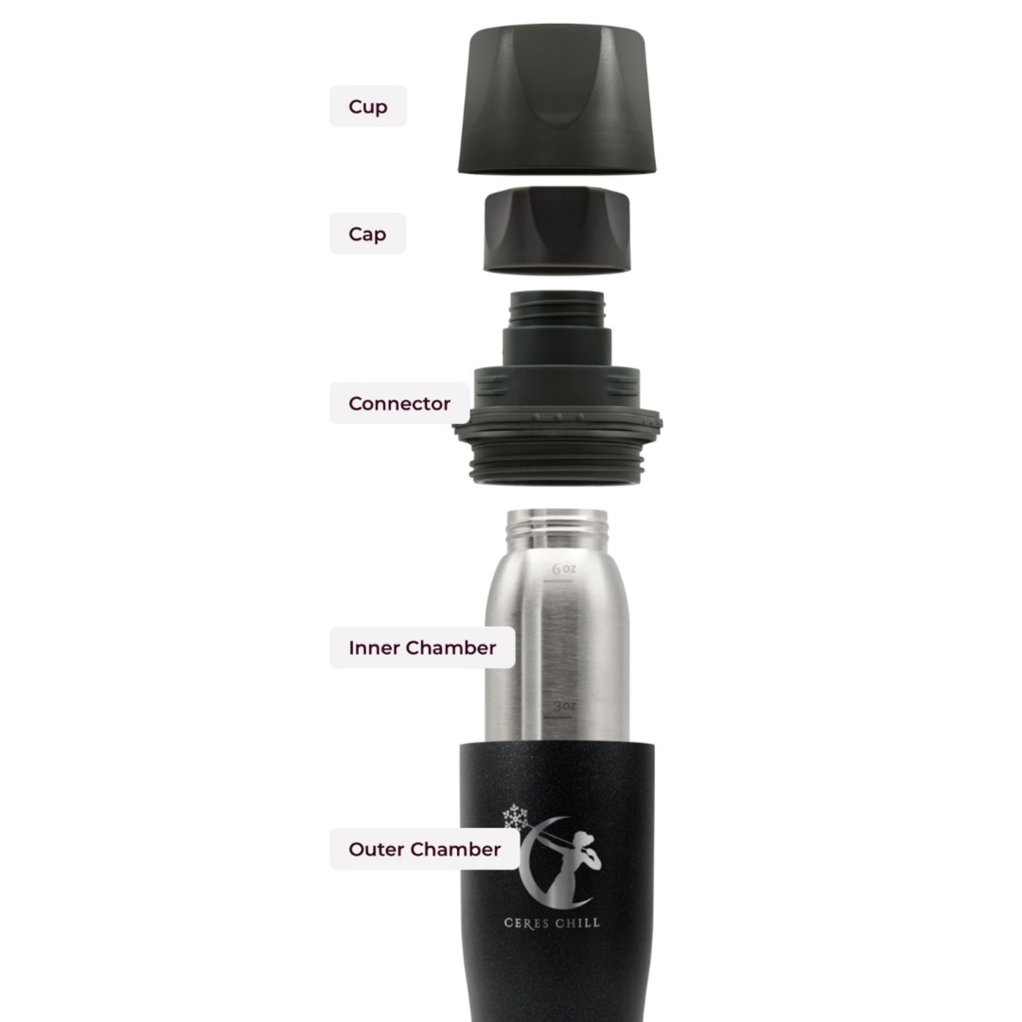 Ceres Chill Co CC-1-DEMI-S-RG - Ceres Chill OG Stainless Steel Breast Milk Chiller Container, Rose Gold - 1/Each, 12/Case