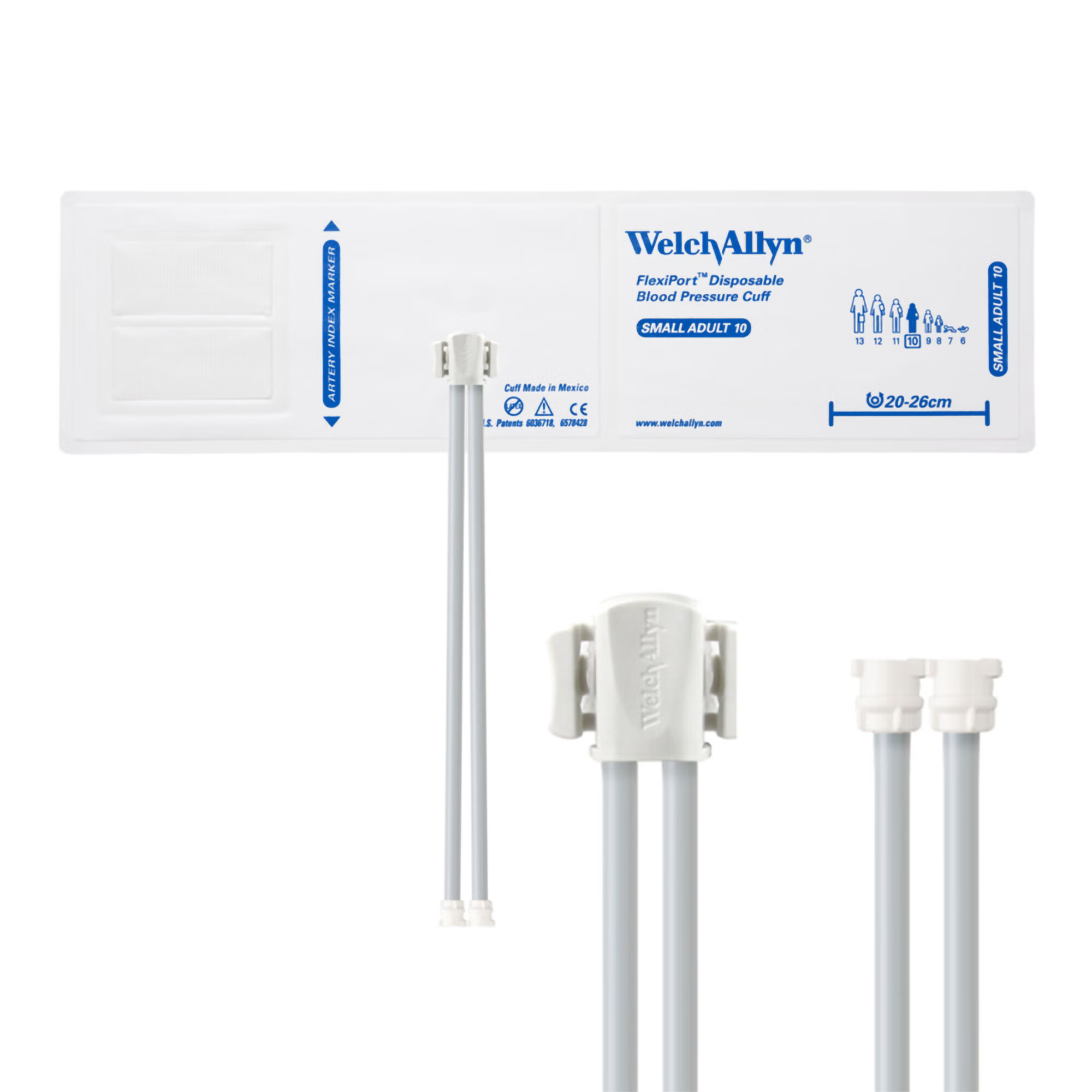 Welch Allyn - SOFT-10-2MQ Single Patient Use Blood Pressure Cuff FlexiPort® 20 to 26 cm Arm Soft Fabric Cuff Small Adult Cuff
