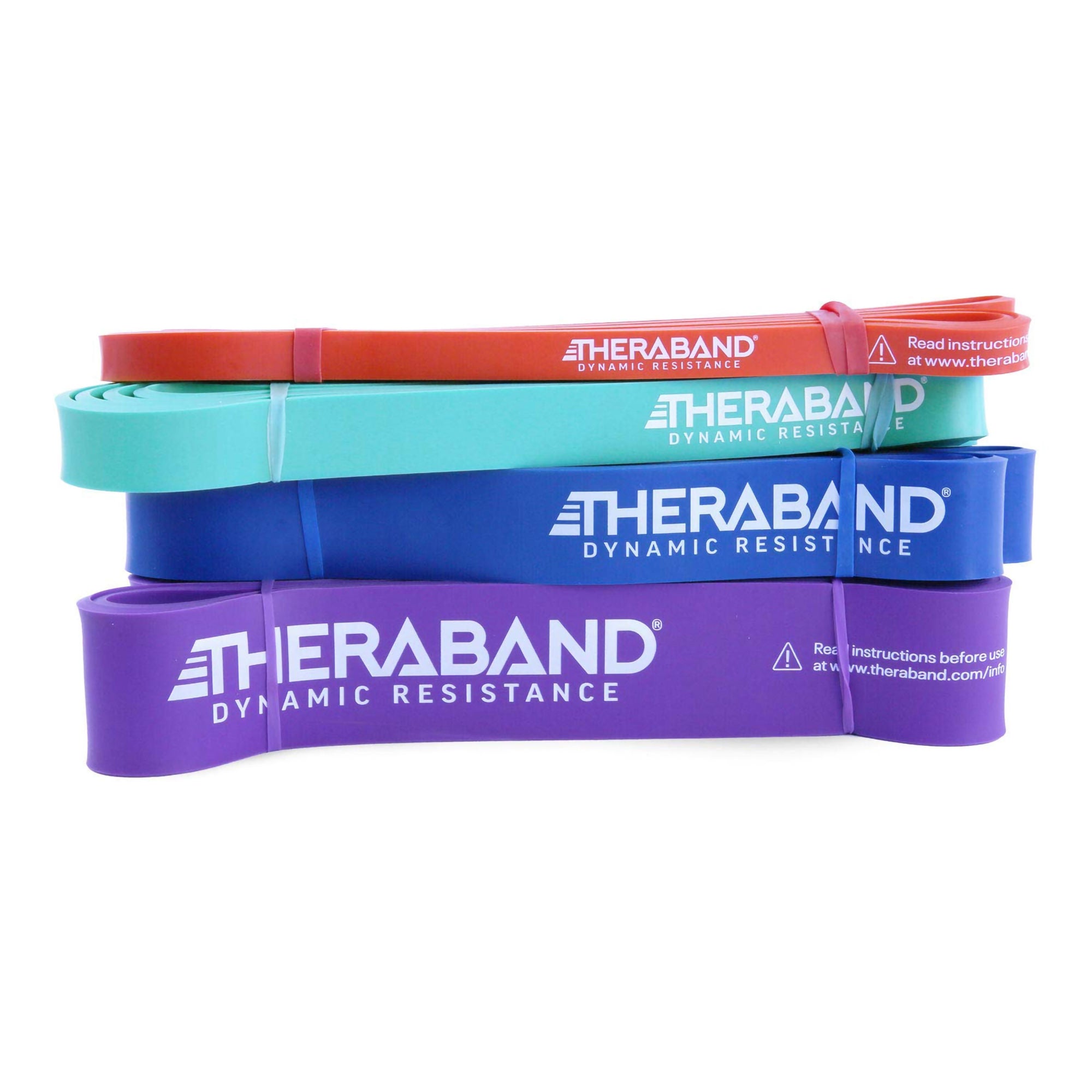 Performance Health - 7102877 Exercise Resistance Band Loop Set TheraBand® High Resistance Bands Red / Green / Blue / Purple 41 Inch Length Light to X-Heavy Resistance
