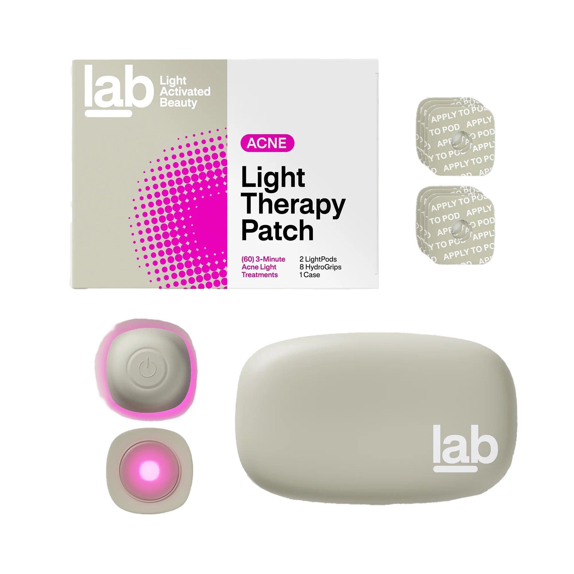 LED Technologies Inc ACDUO - LAB Acne Light Therapy Patch Acne Treatments w/ 2 Lightpods, 8 Hydrogrips, Case - 1/Each, 96/Case