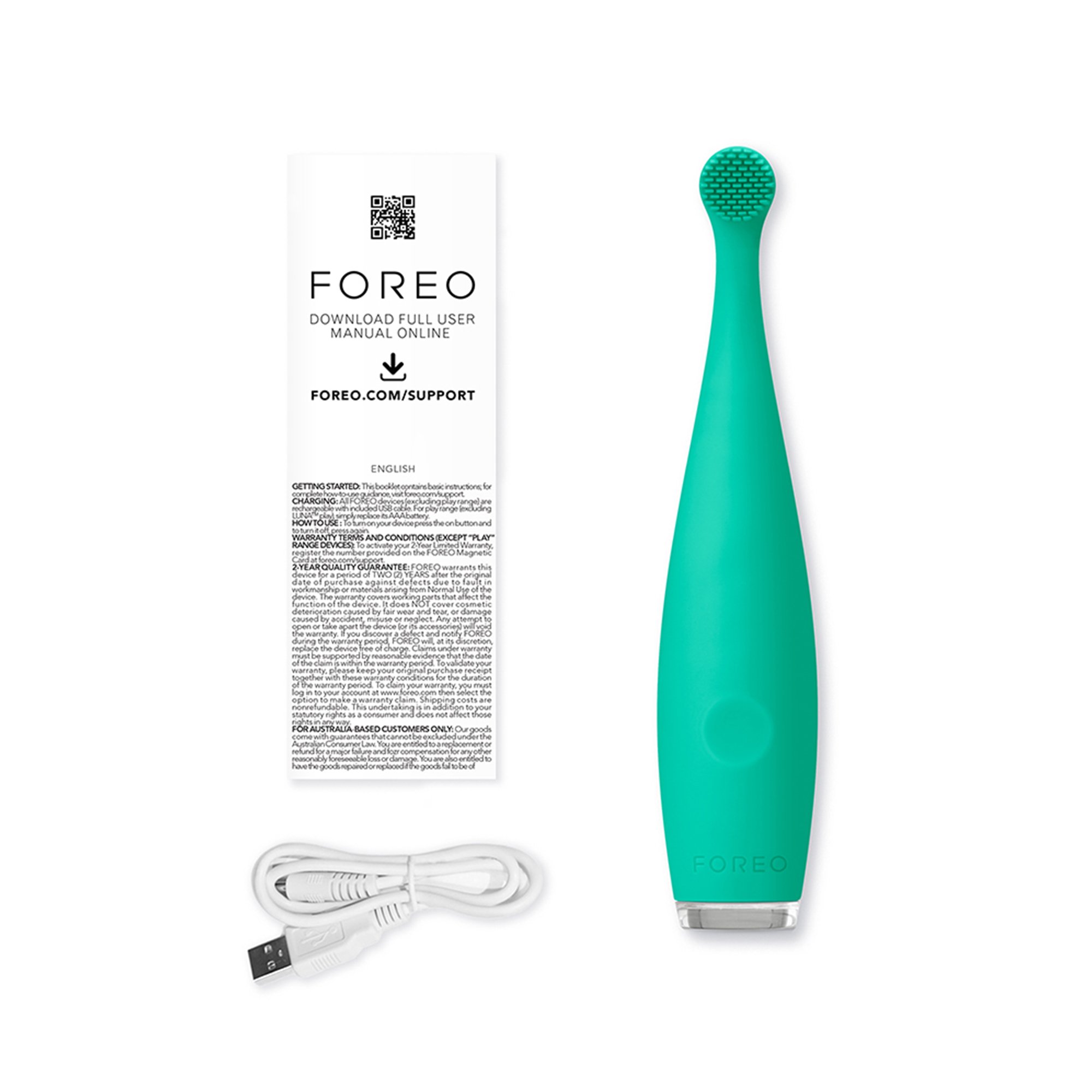 Foreo Inc F9892 - ISSA™ baby Soft Silicone Sonic Toothbrush, Kiwi Green Panda - 1/Each