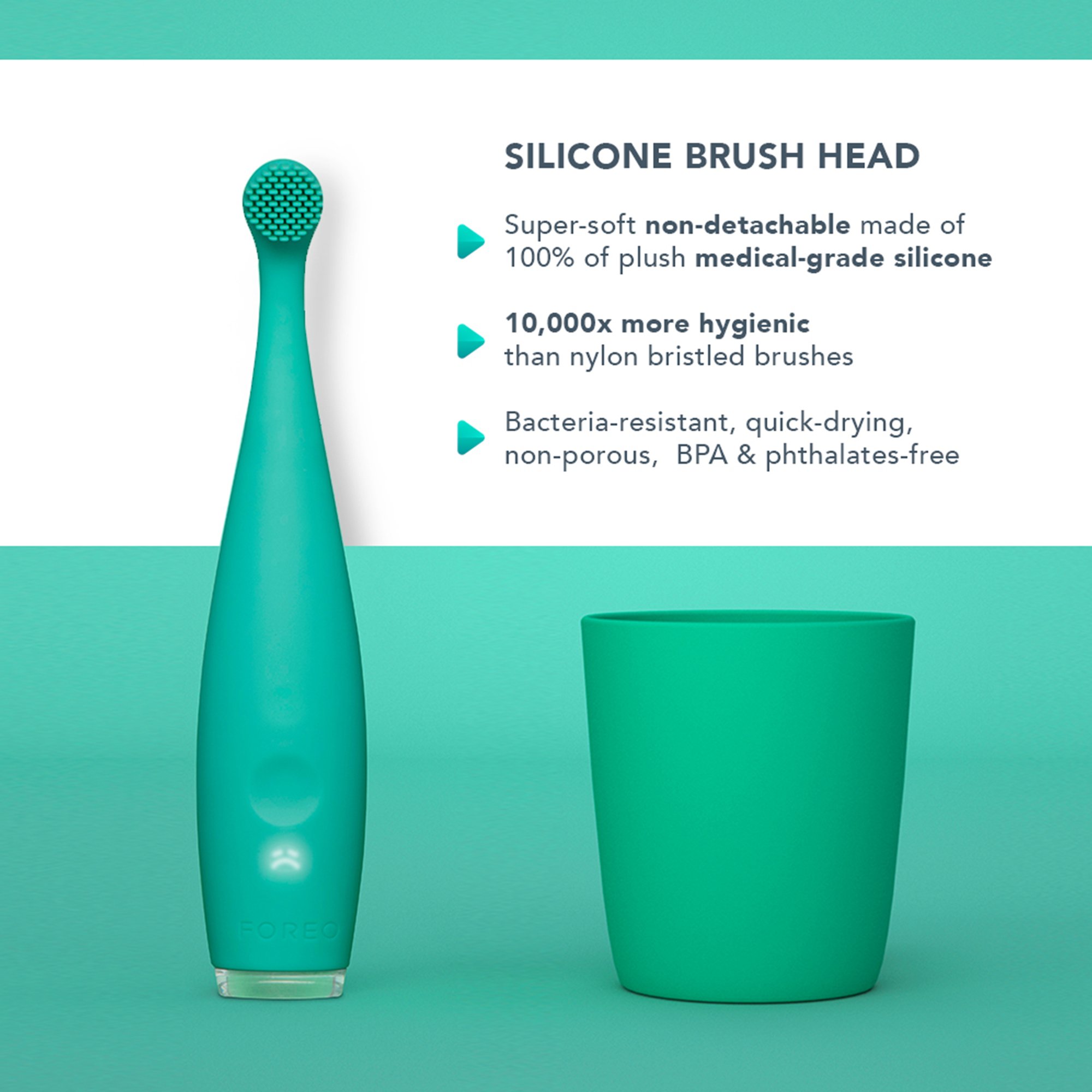 Foreo Inc F9892 - ISSA™ baby Soft Silicone Sonic Toothbrush, Kiwi Green Panda - 1/Each