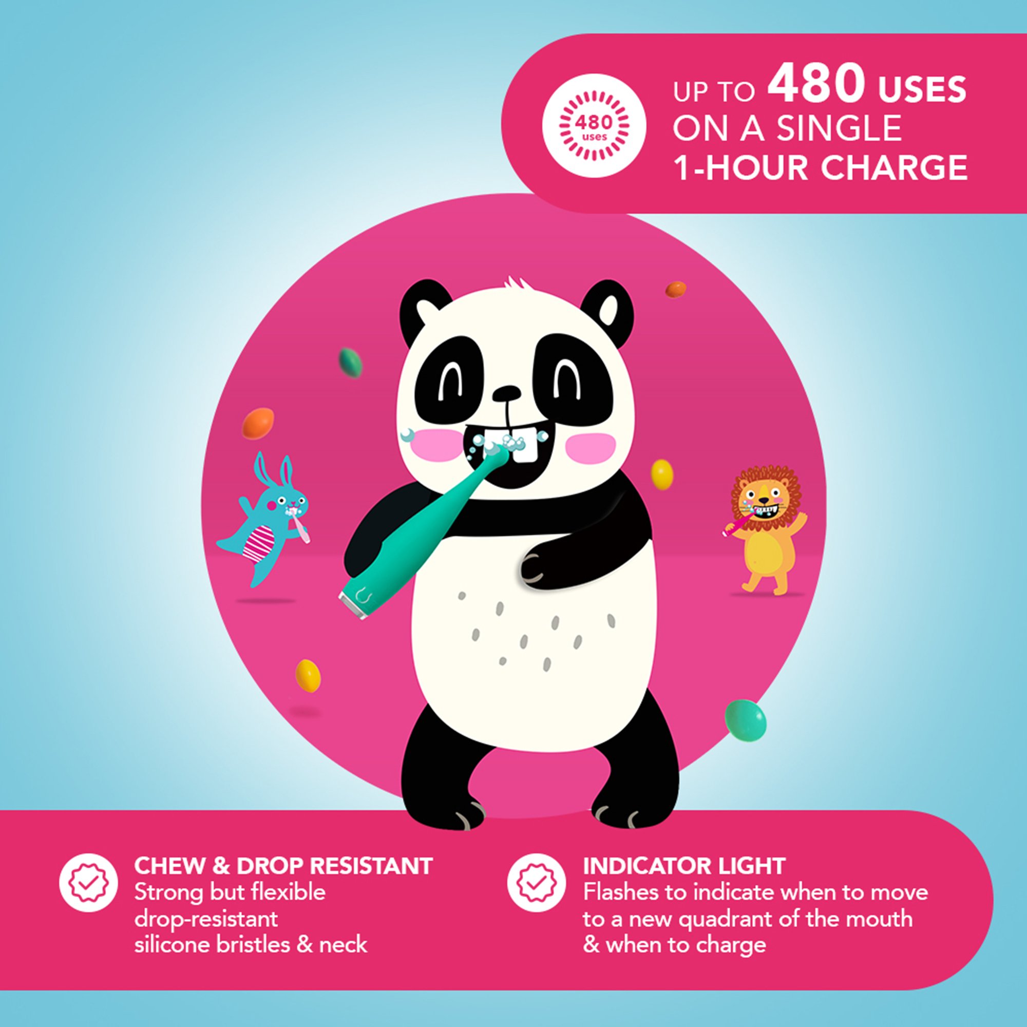 Foreo Inc F9892 - ISSA™ baby Soft Silicone Sonic Toothbrush, Kiwi Green Panda - 1/Each