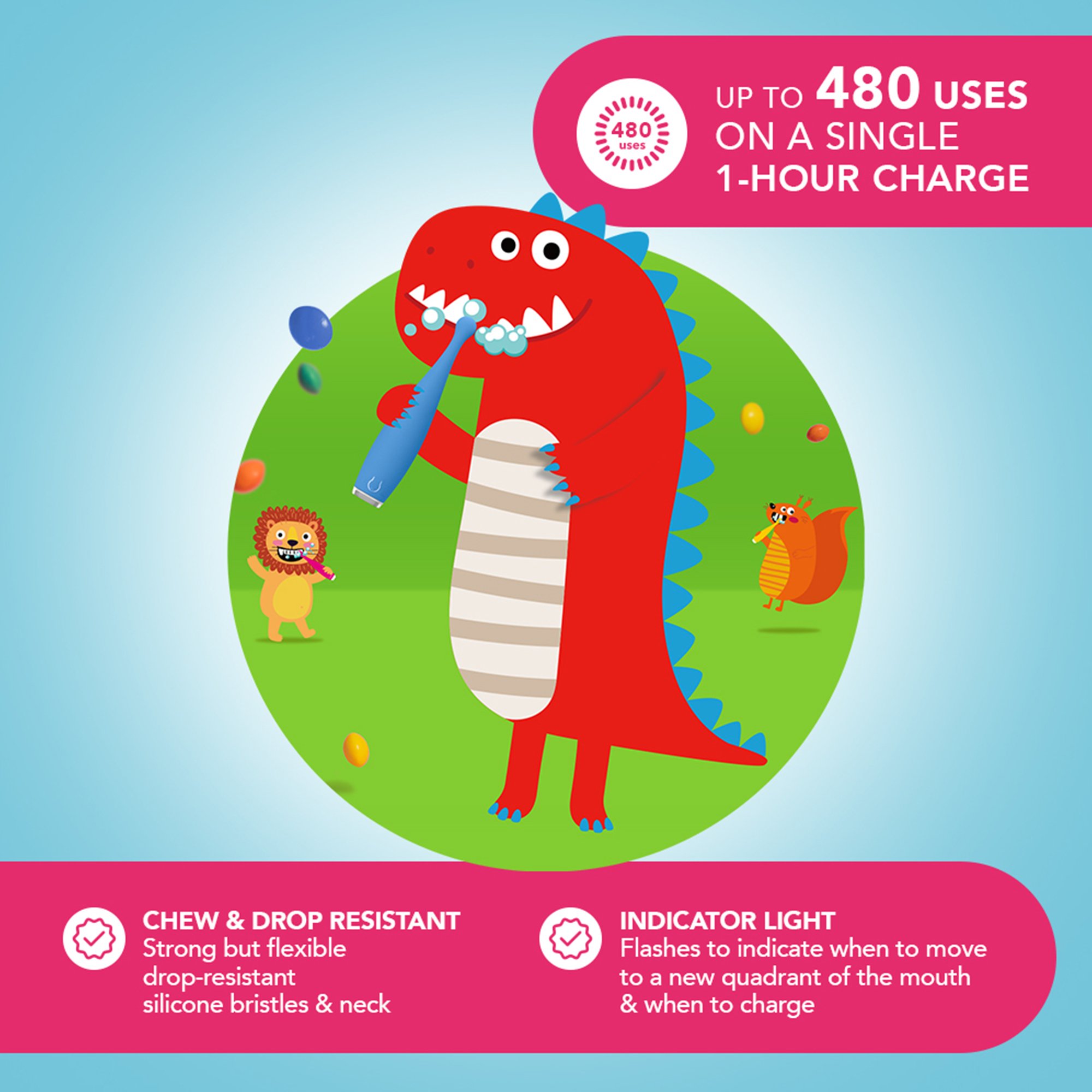 Foreo Inc F9861 - ISSA™ baby Soft Silicone Sonic Toothbrush, Bubble Blue Dino - 1/Each