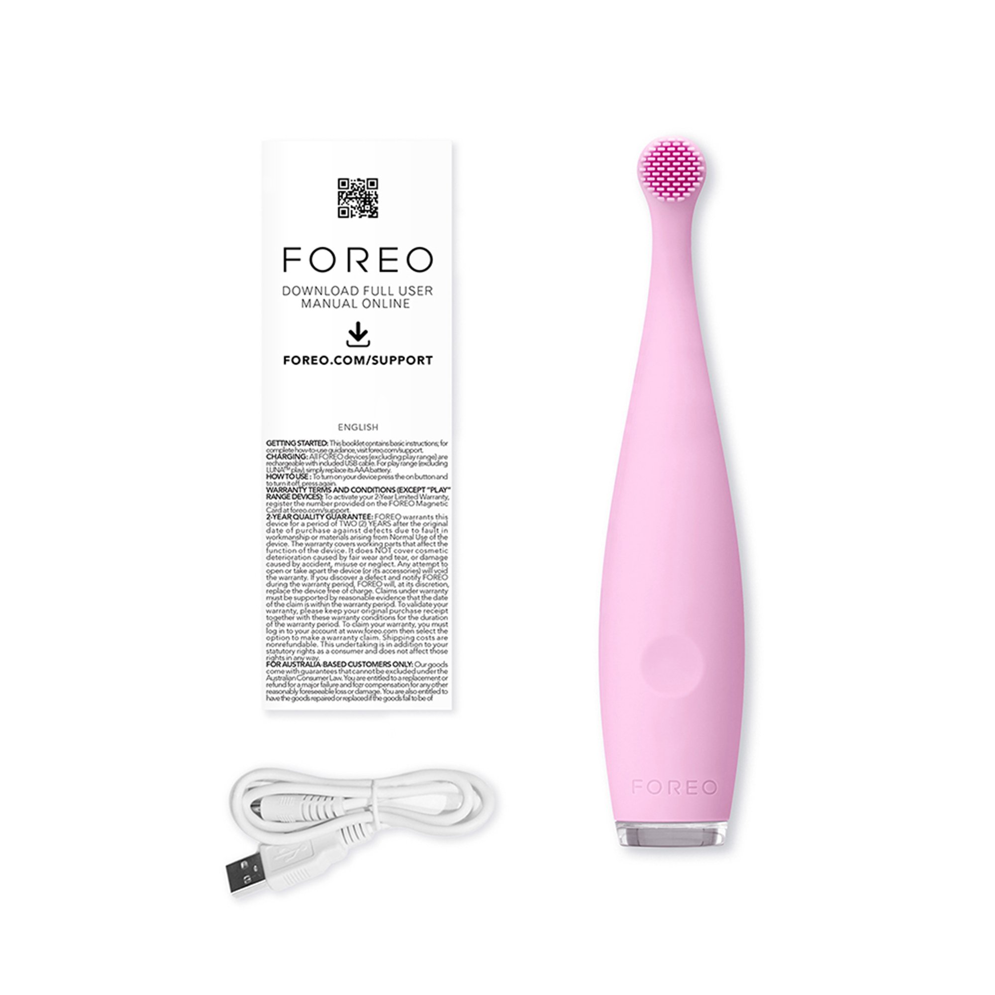 Foreo Inc F9878 - ISSA™ baby Soft Silicone Sonic Toothbrush, Pearl Pink Bunny - 1/Each
