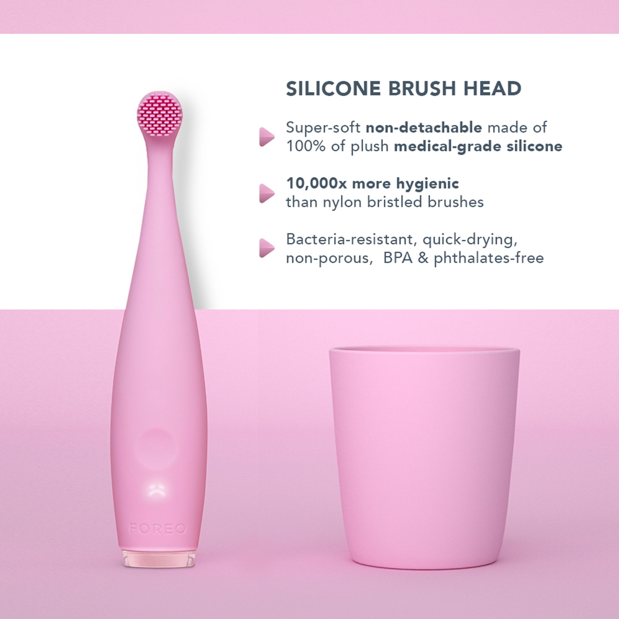 Foreo Inc F9878 - ISSA™ baby Soft Silicone Sonic Toothbrush, Pearl Pink Bunny - 1/Each