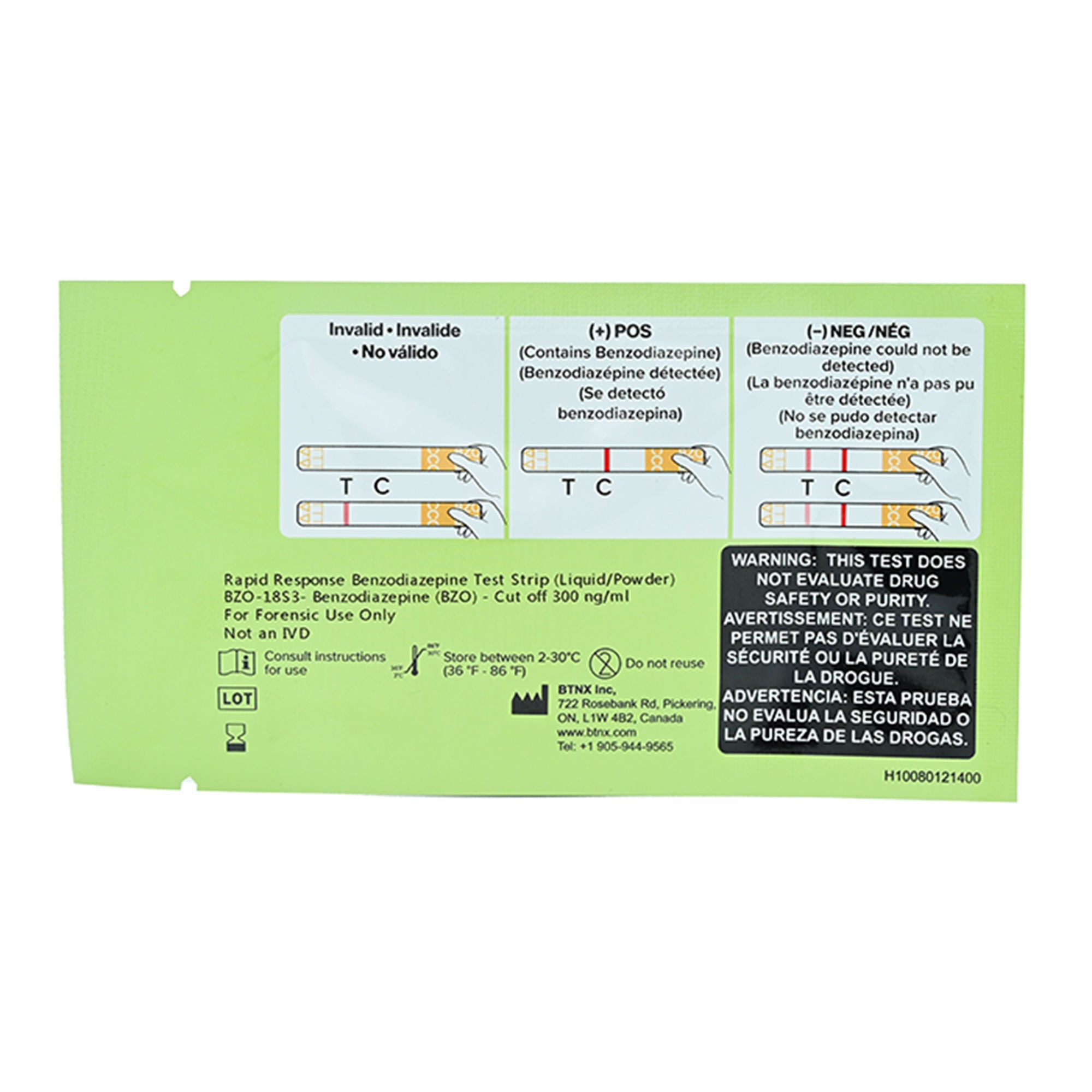 BTNX - BZO-18S3-100 Drug Identification Test Kit Rapid Response™ Benzodiazepine (BZO) 100 Tests For Forensic Use Only