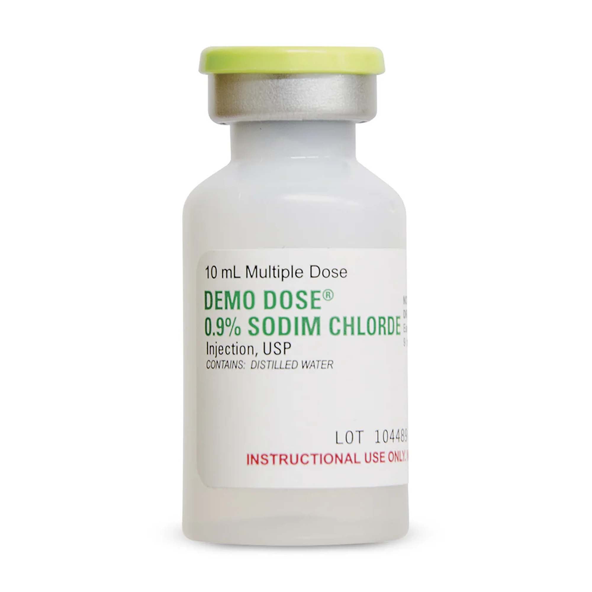 Nasco Healthcare - PN01046 Clinical Training Medication Demo Dose® 0.9% Sodium Chlorde Injection Bacteriostatic Liquid Bottle 10 mL