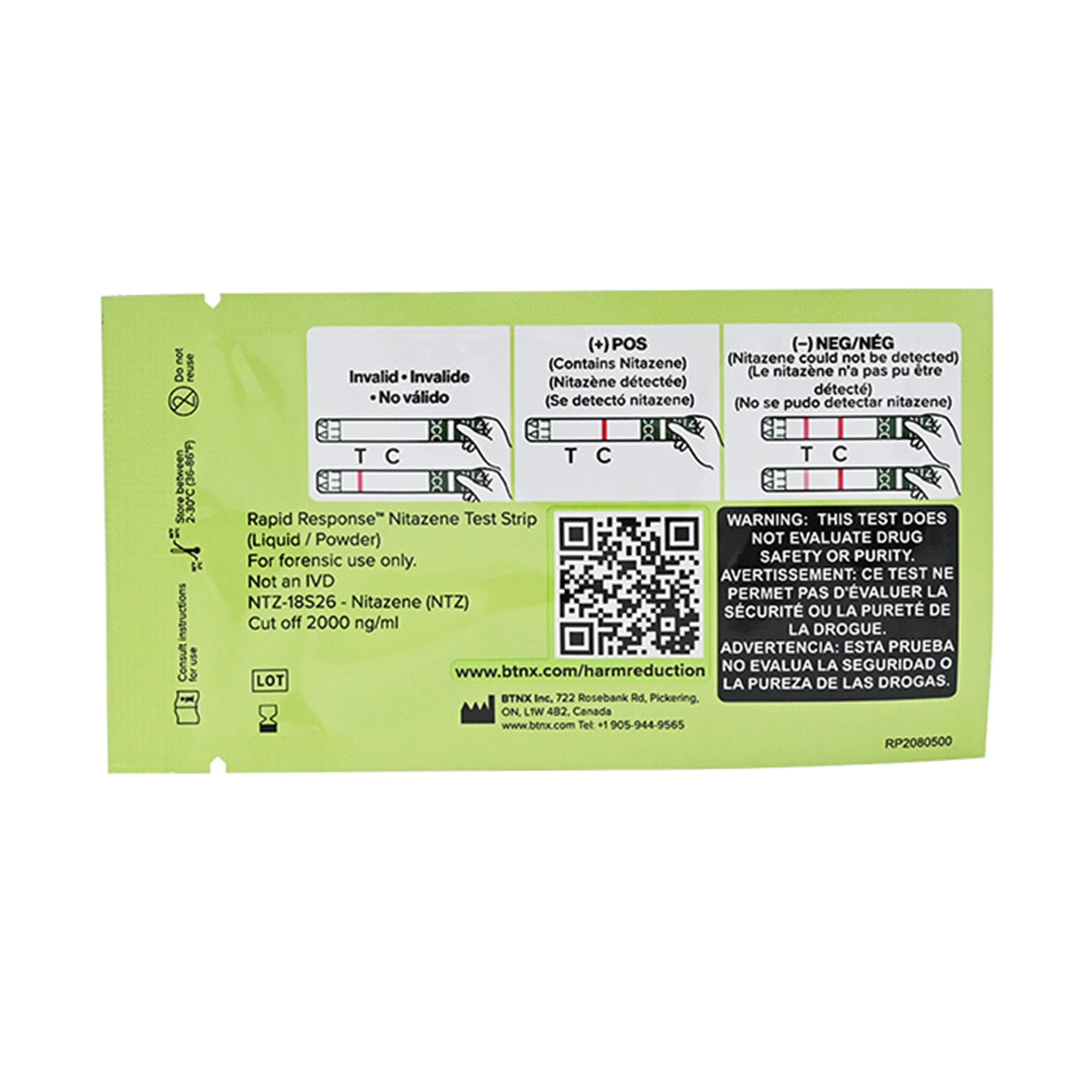 BTNX - NTZ-18S26-100 Drug Identification Test Kit Rapid Response™ Nitazine 100 Tests For Forensic Use Only