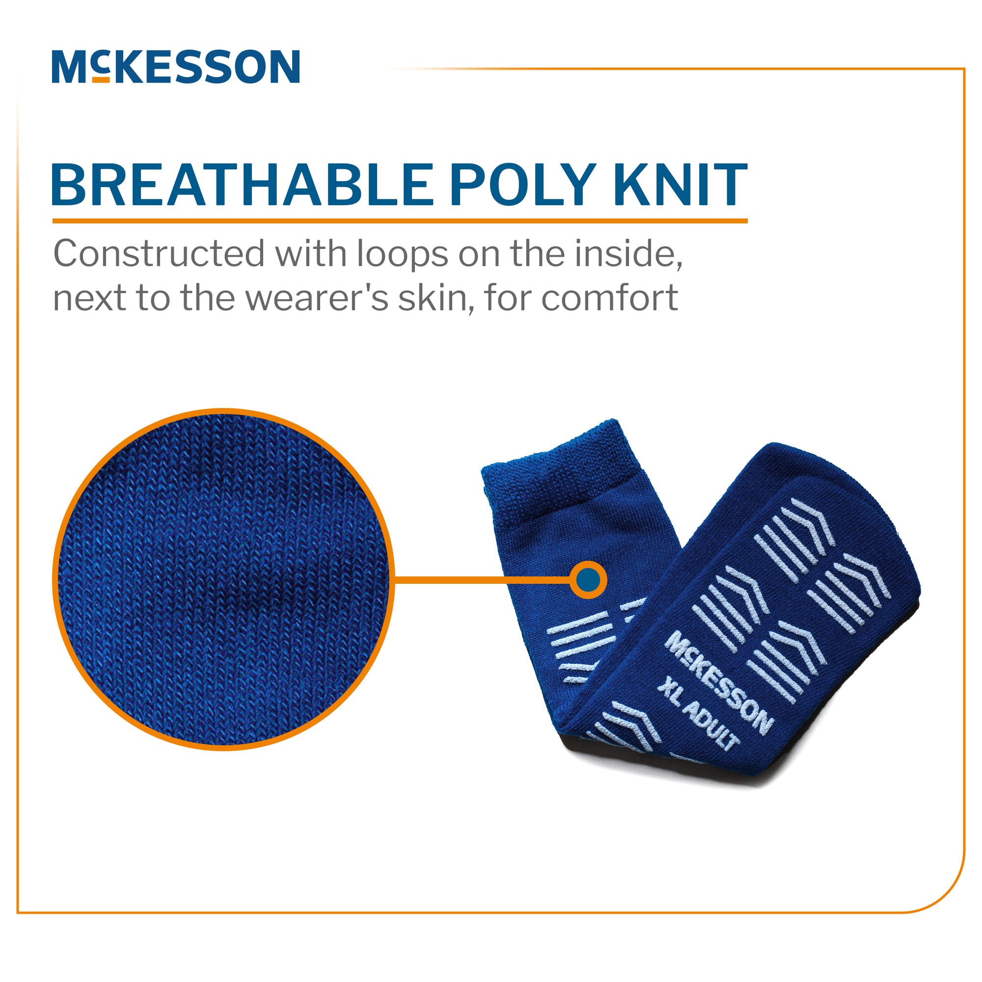 McKesson Brand 16-XL-3816 - McKesson Slipper Socks, Single Tread, Extra Large, Dark Blue - 1/Pair, 48/Case