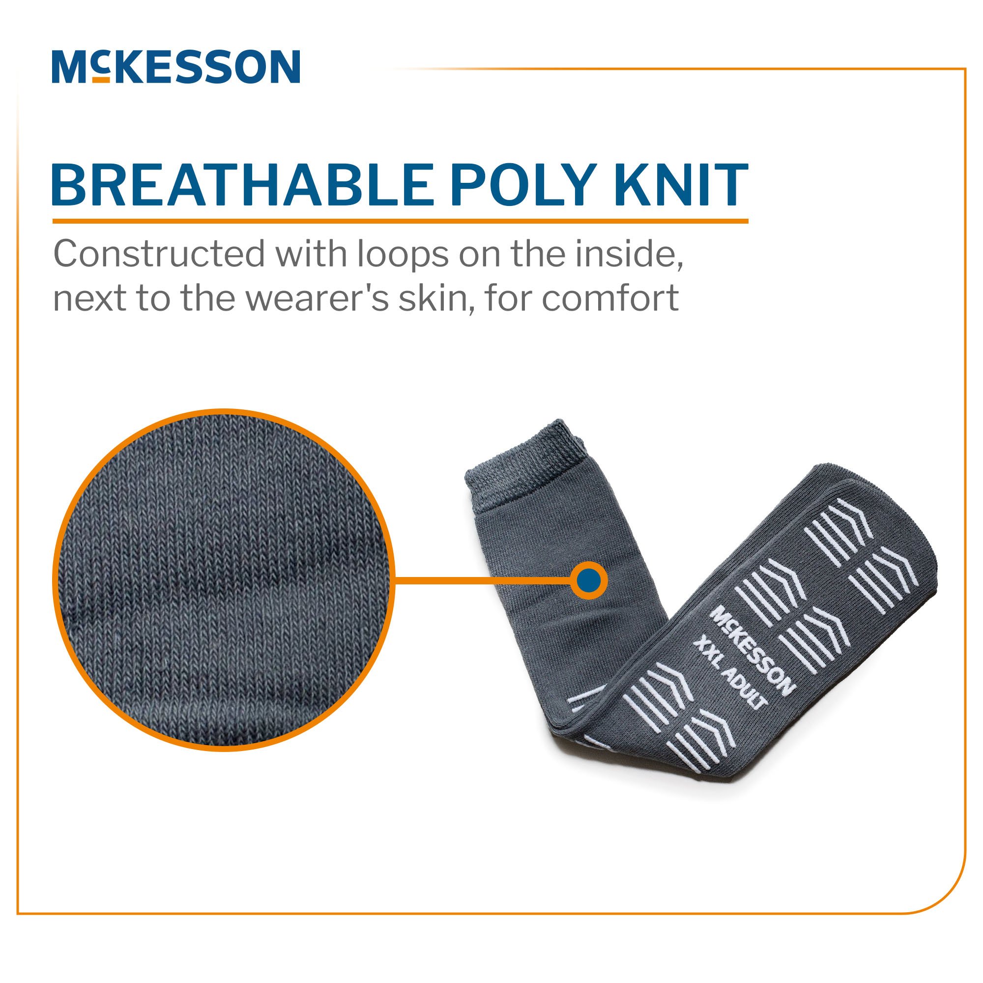 McKesson Brand 16-XXL-3800 - McKesson Slipper Socks, Single Tread, 2X-Large, Gray - 1/Pair, 48/Case