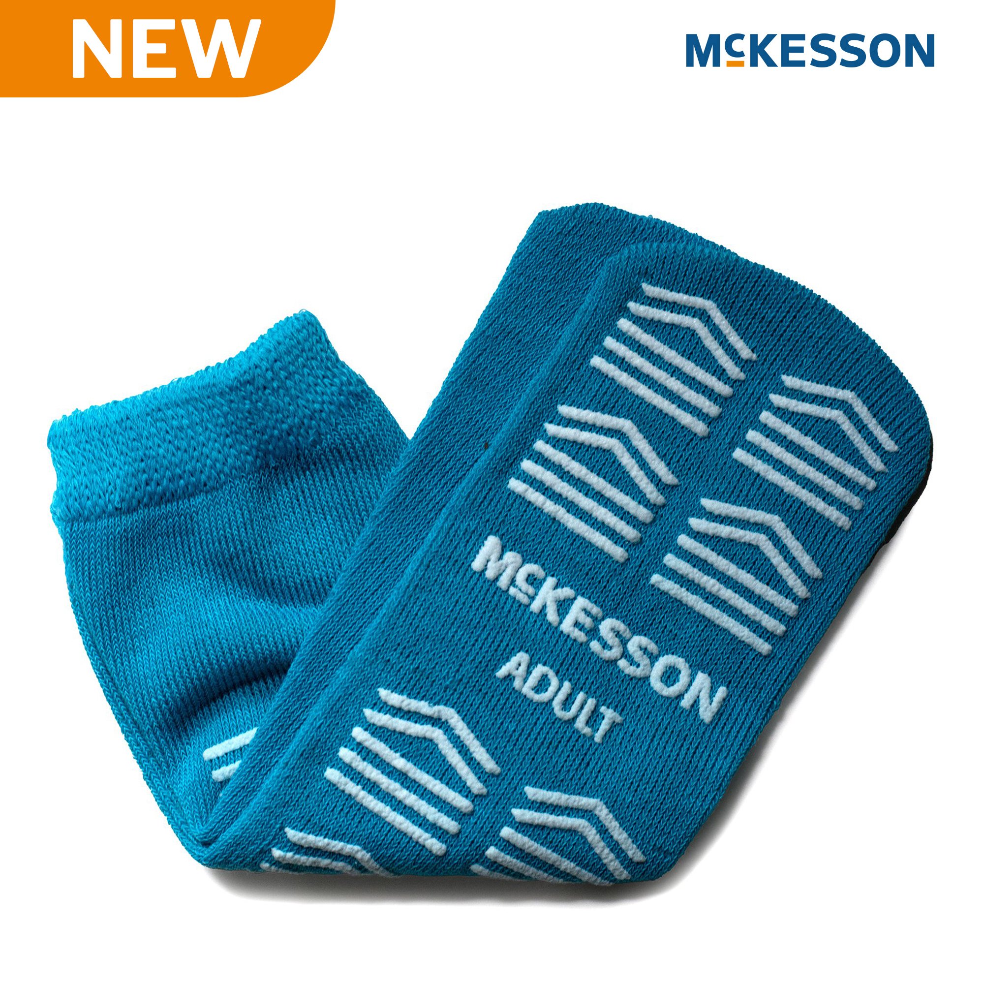 McKesson Brand 16-A-3828 - McKesson Slipper Socks, Single Tread, Adult Size, Teal - 1/Pair, 48/Case
