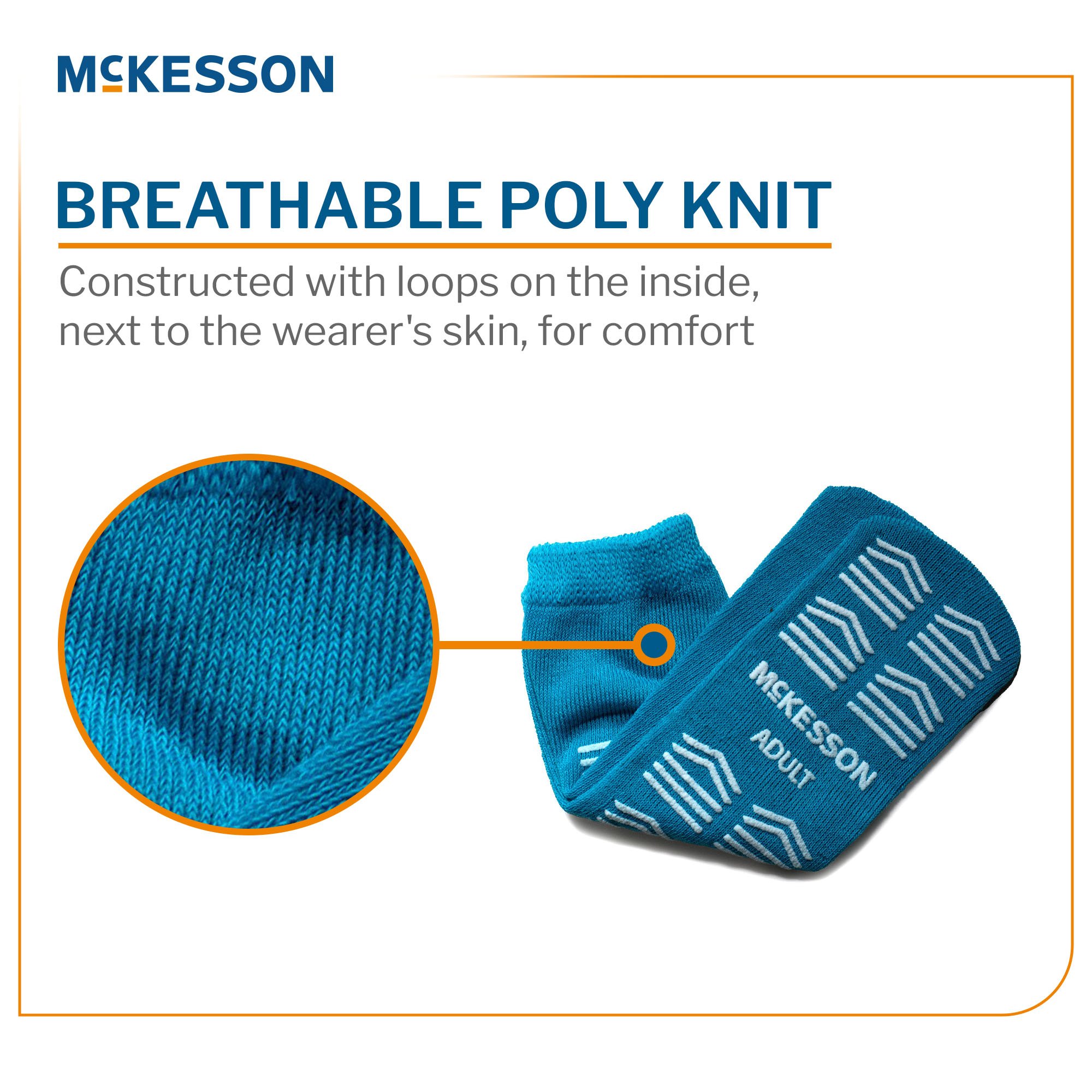 McKesson Brand 16-A-3828 - McKesson Slipper Socks, Single Tread, Adult Size, Teal - 1/Pair, 48/Case