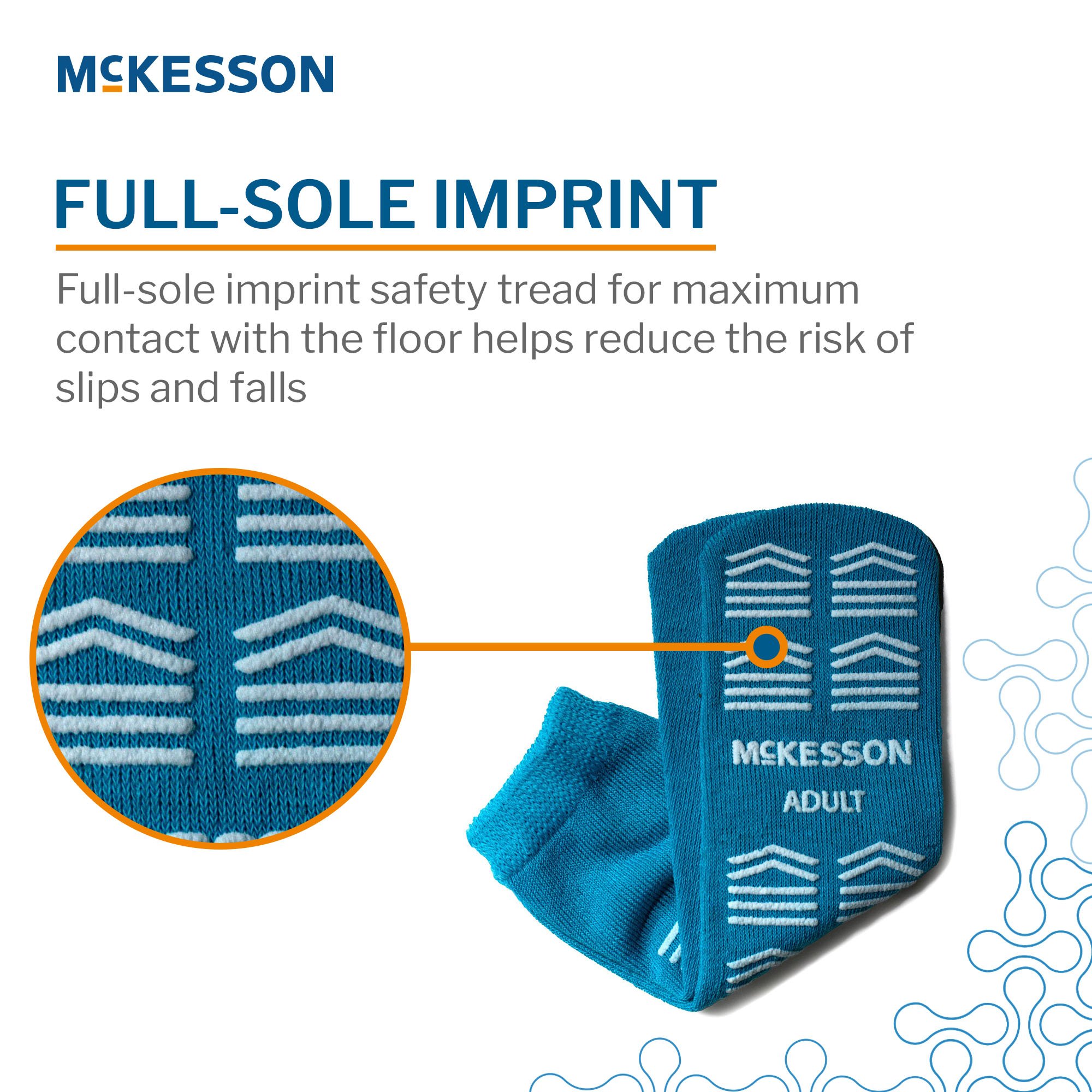 McKesson Brand 16-A-3828 - McKesson Slipper Socks, Single Tread, Adult Size, Teal - 1/Pair, 48/Case