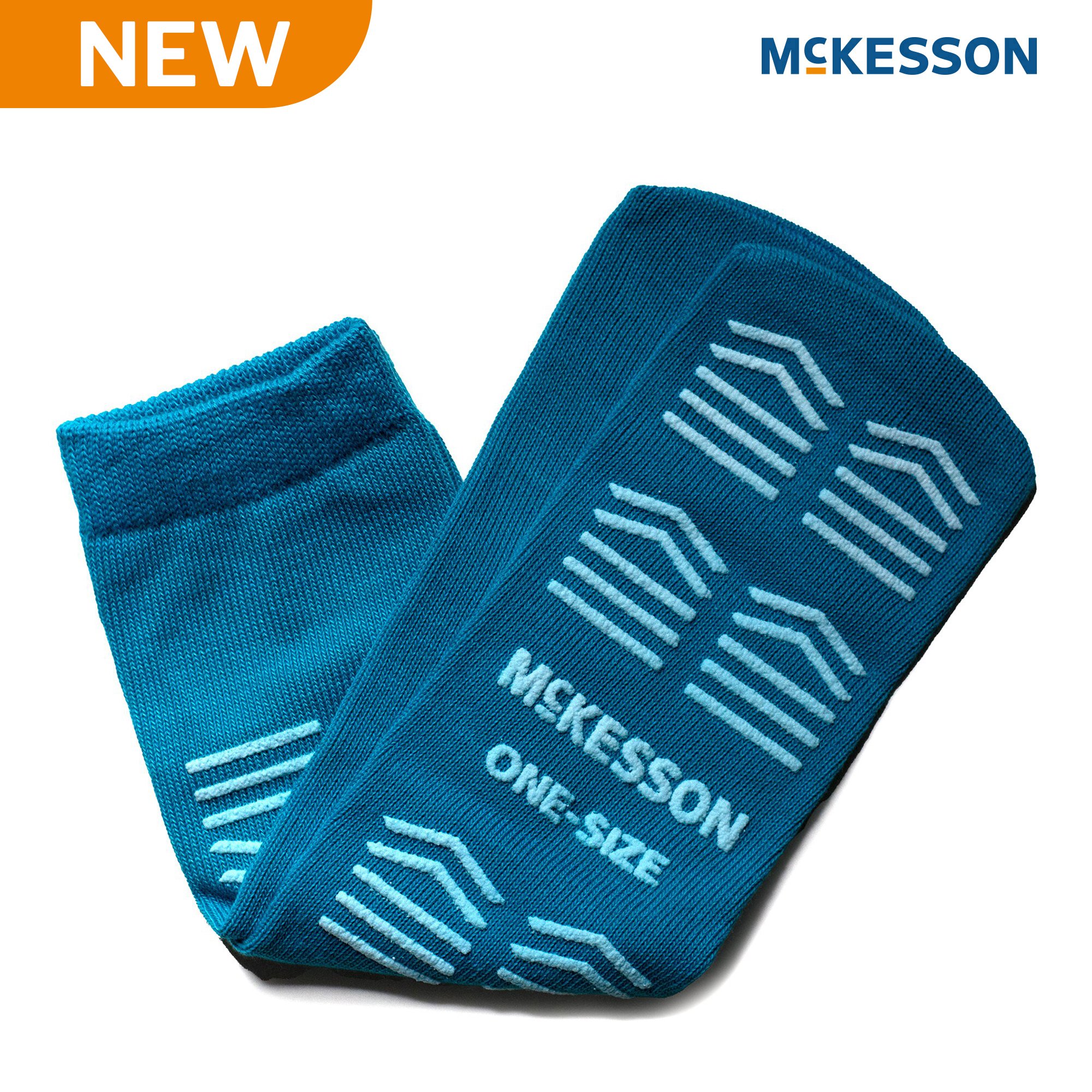 McKesson Brand 16-OS-1069 - McKesson Slipper Socks, Single Tread, One Size Fits Most, Teal - 1/Pair, 96/Case