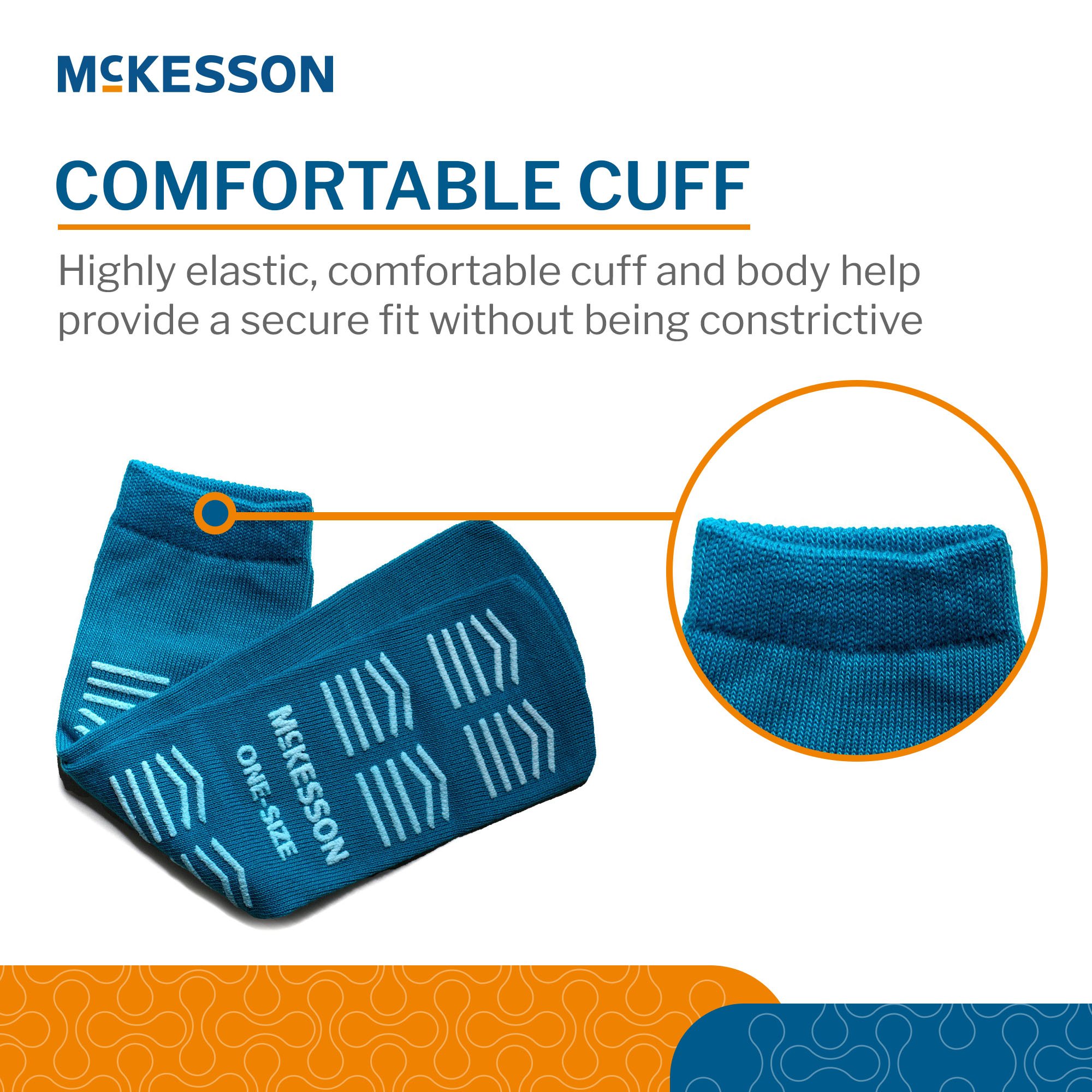 McKesson Brand 16-OS-1069 - McKesson Slipper Socks, Single Tread, One Size Fits Most, Teal - 1/Pair, 96/Case