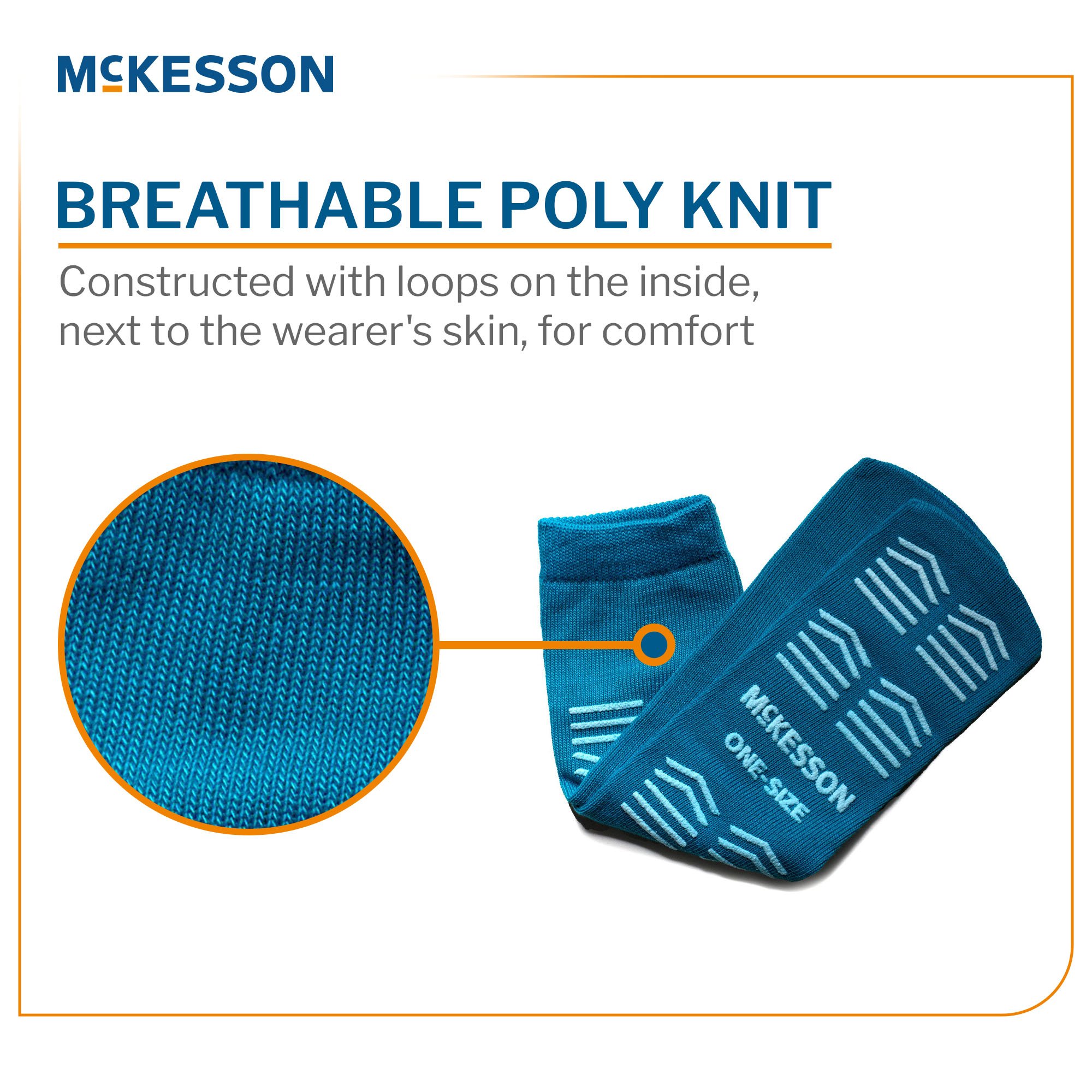 McKesson Brand 16-OS-1069 - McKesson Slipper Socks, Single Tread, One Size Fits Most, Teal - 1/Pair, 96/Case