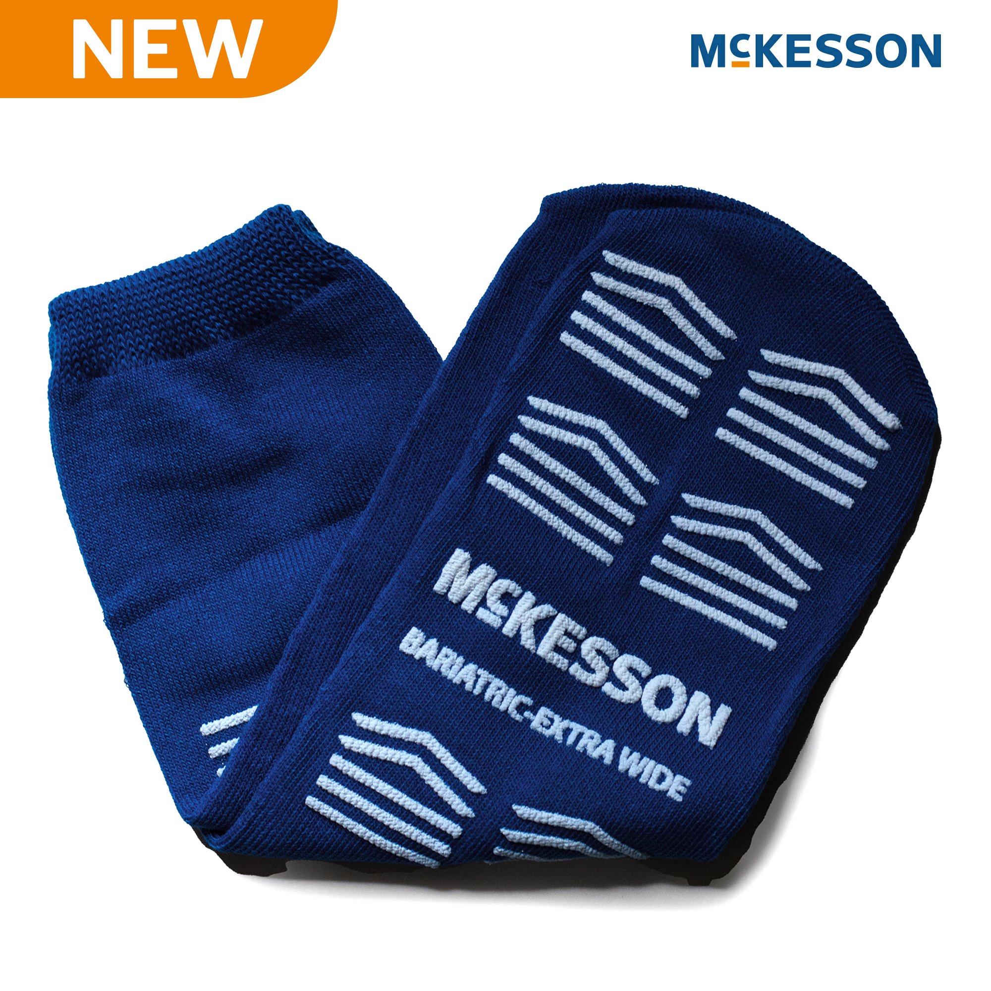 McKesson Brand 16-BXW-1099 - McKesson Slipper Socks, Single Tread, Bariatric, Kingfisher Blue - 1/Pair, 48/Case