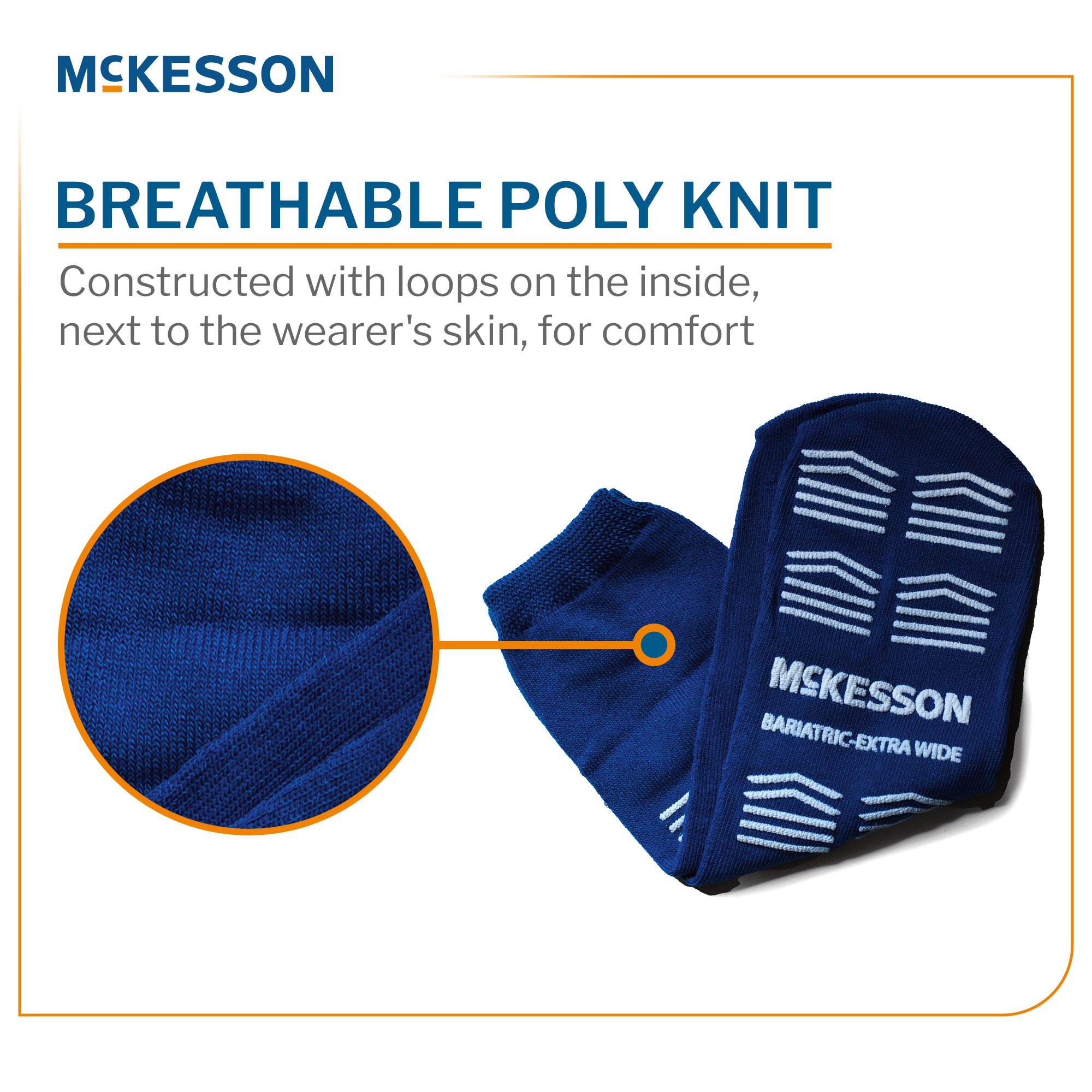 McKesson Brand 16-BXW-1099 - McKesson Slipper Socks, Single Tread, Bariatric, Kingfisher Blue - 1/Pair, 48/Case